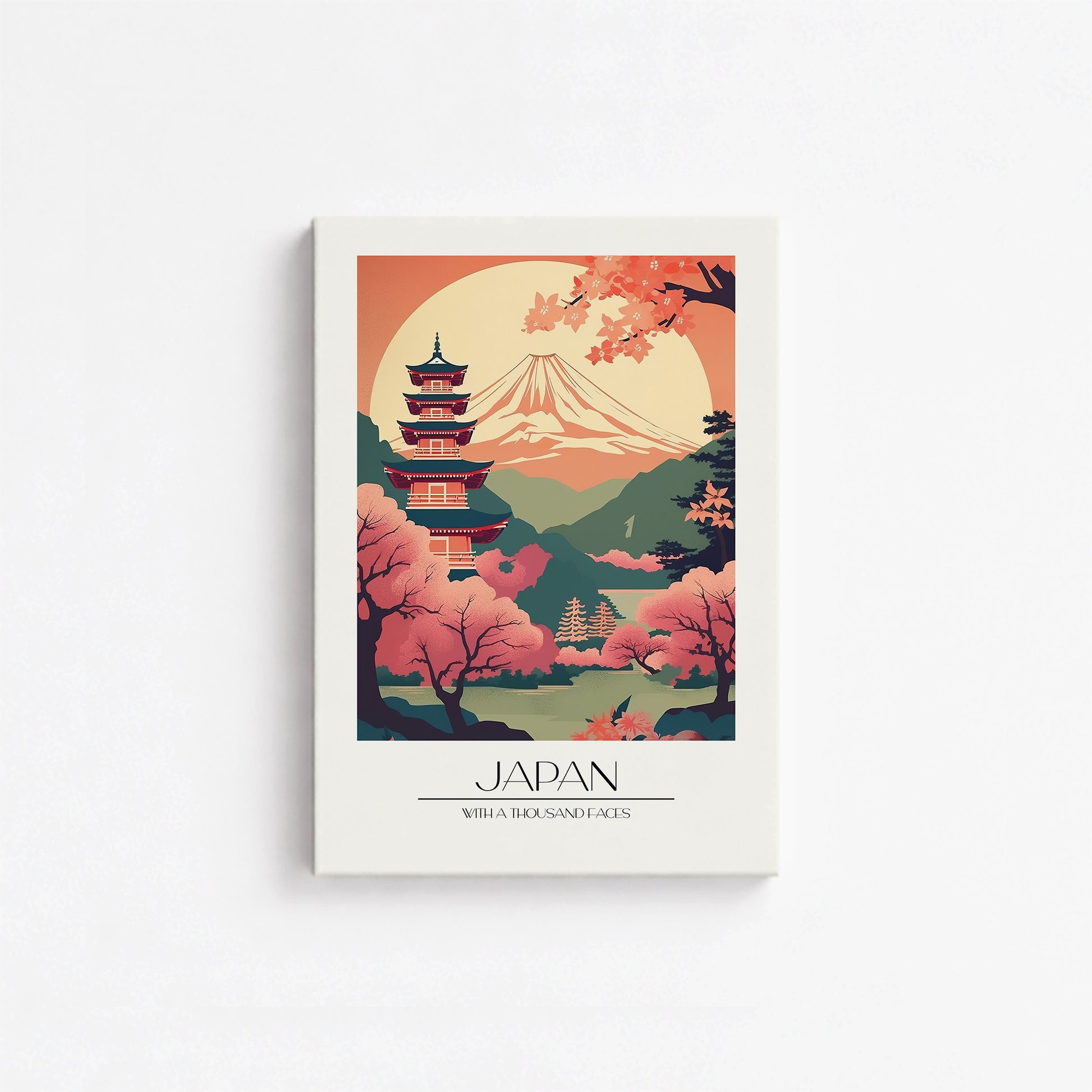Cherry Blossom Fuji Vista, 21x30cm Satin Canvas Poster
