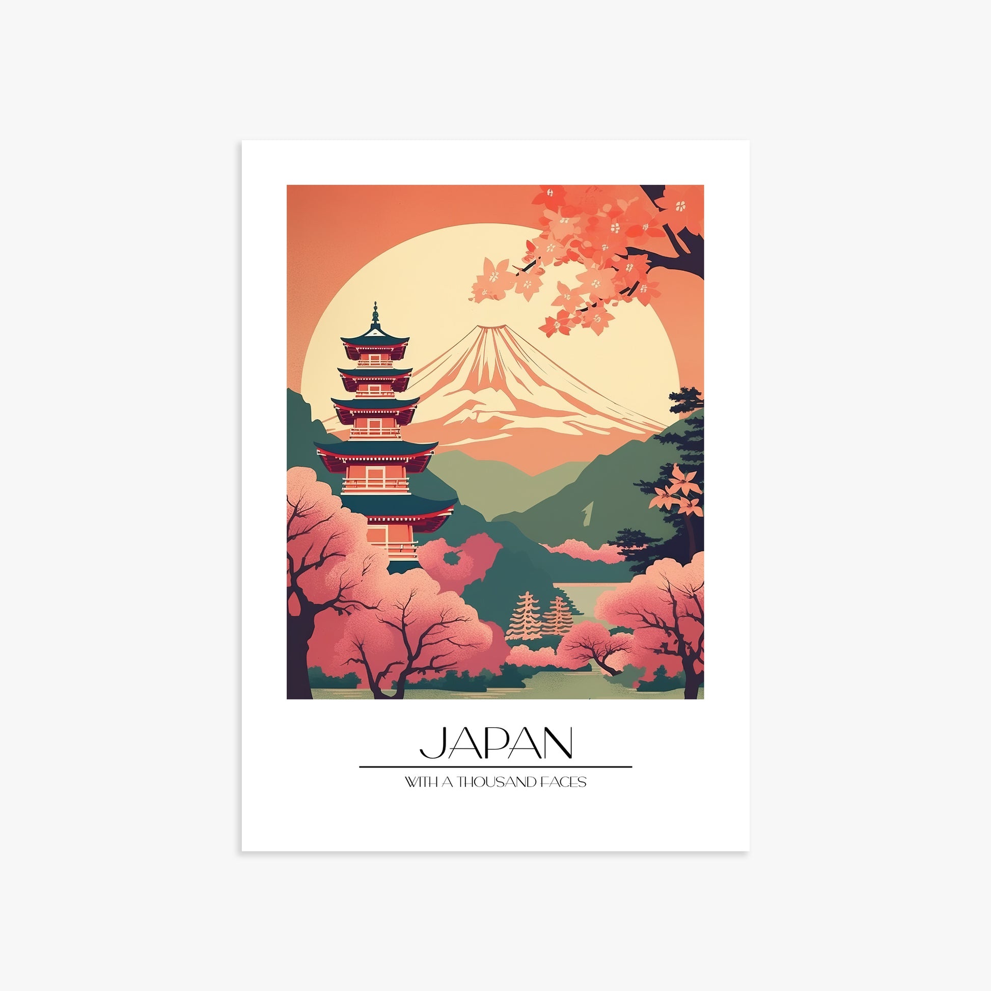 Cherry Blossom Fuji Vista, 50x70cm Poster Unframed