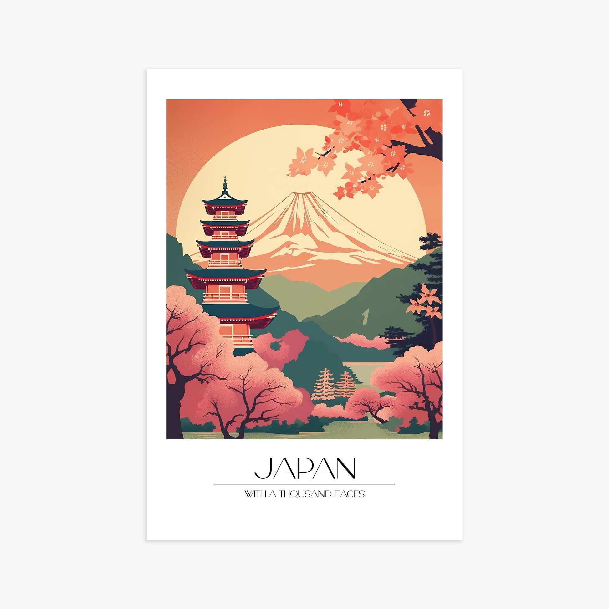 Cherry Blossom Fuji Vista, 61x91cm Poster Unframed