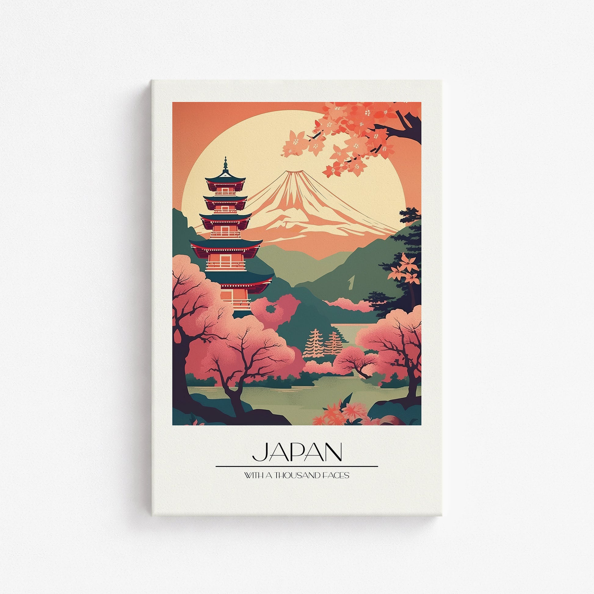 Cherry Blossom Fuji Vista, 61x91cm Satin Canvas Poster