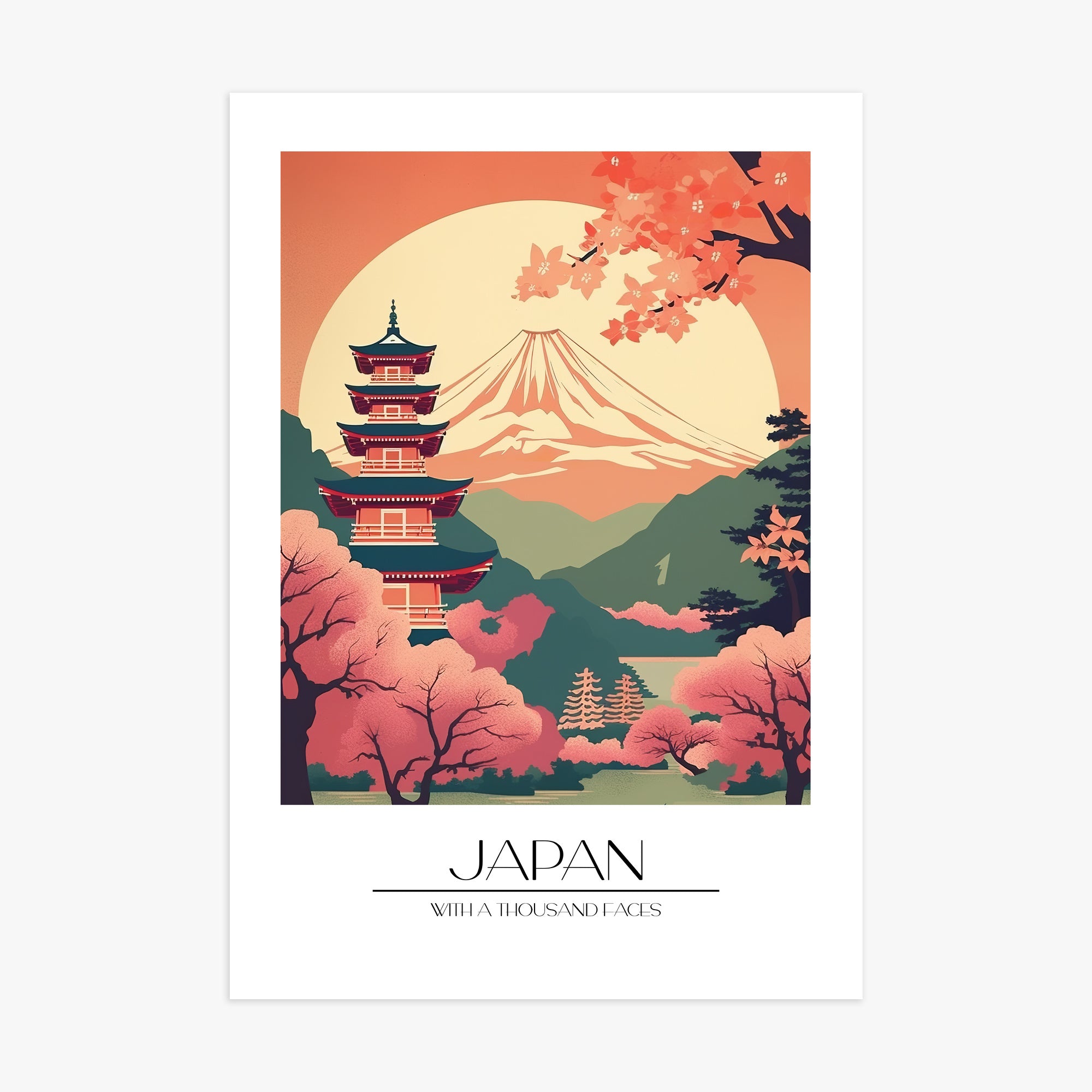 Cherry Blossom Fuji Vista, 70x100cm Poster Unframed