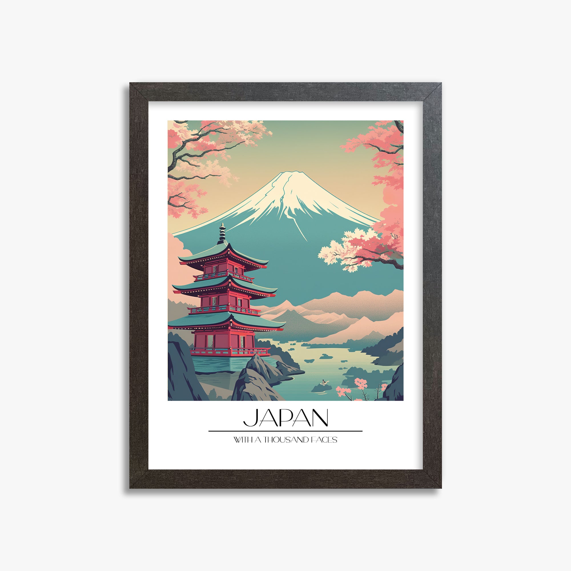 Serenity of Fuji, 30x40cm Framed Poster With Espresso Frame