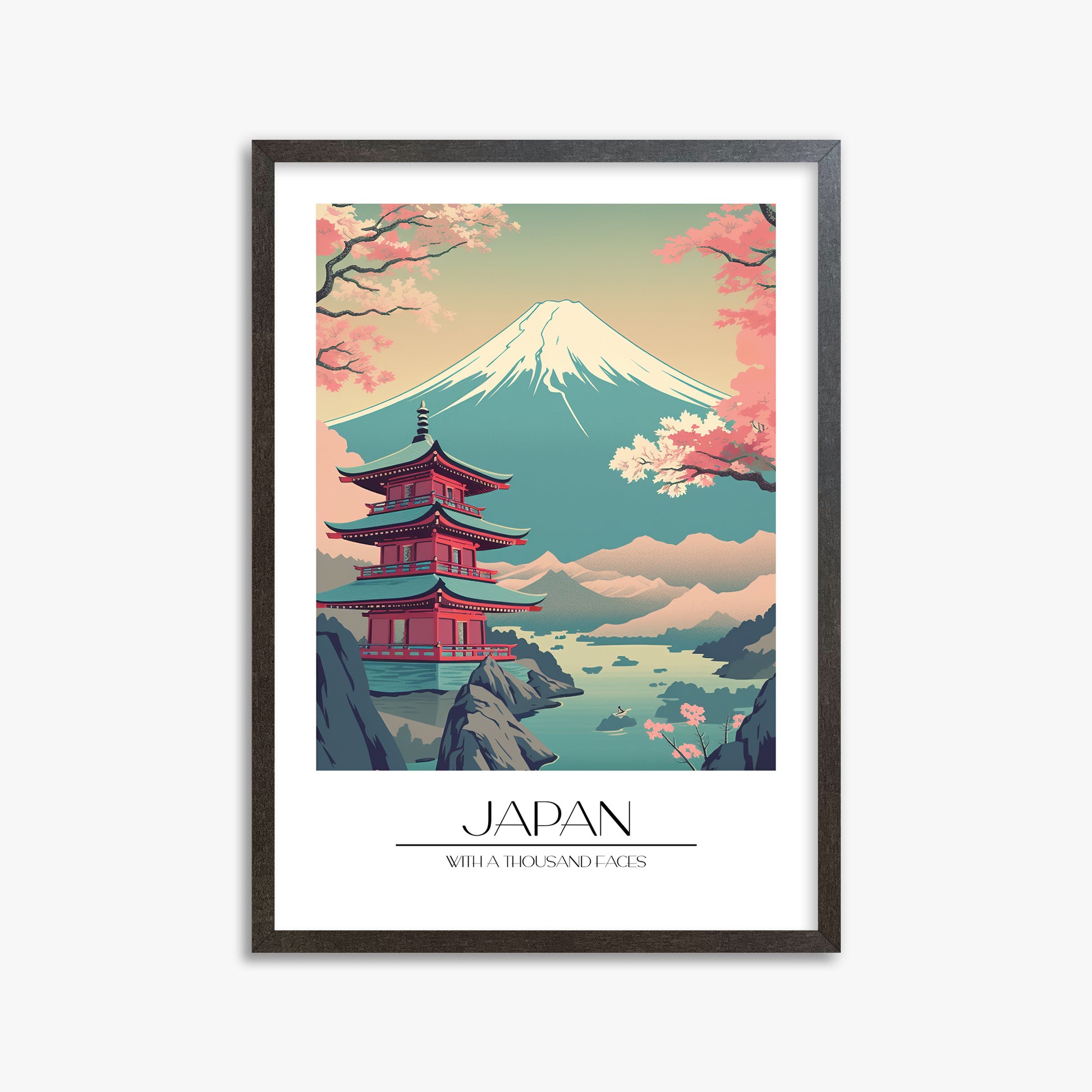 Serenity of Fuji, 50x70cm Framed Poster With Espresso Frame