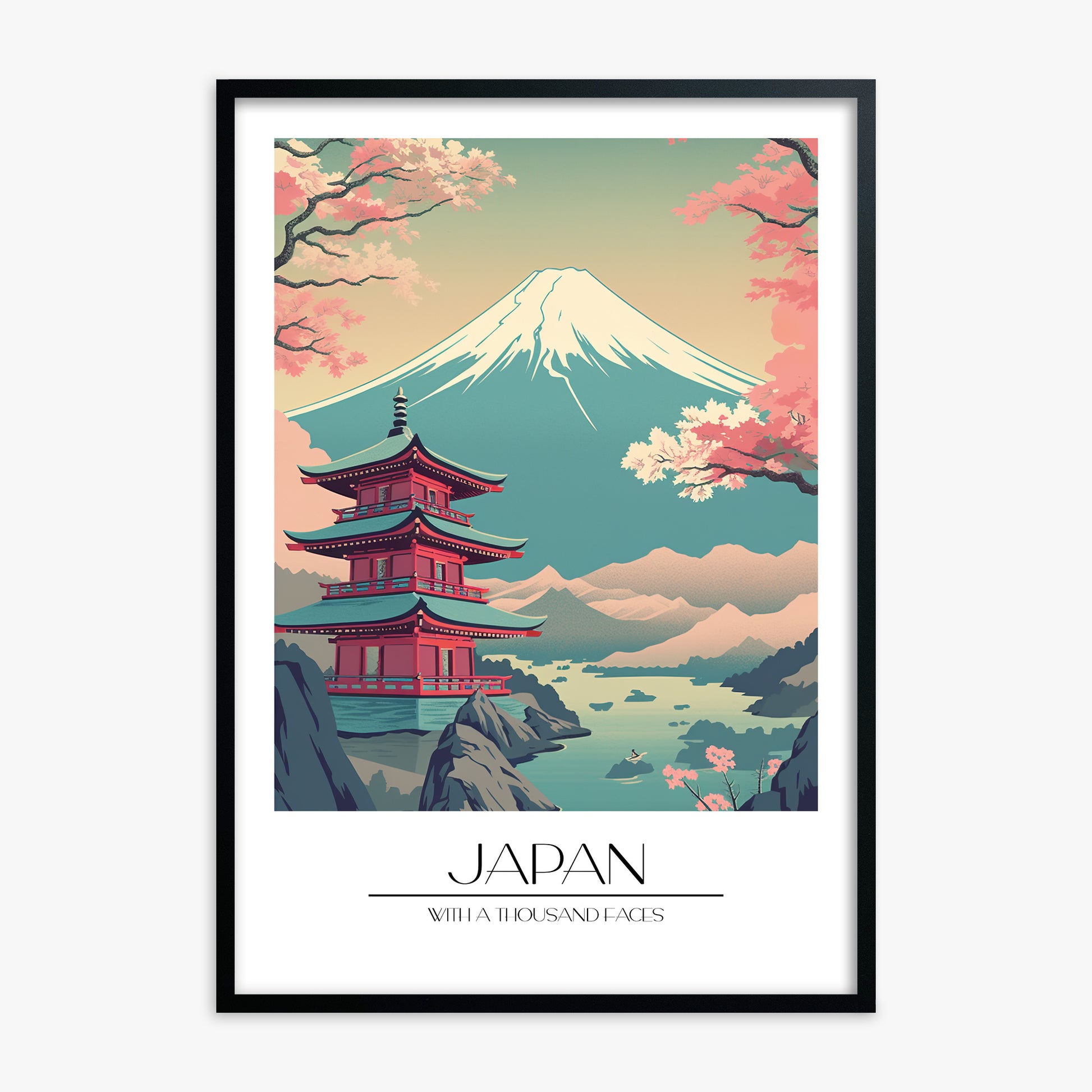 Serenity of Fuji, Black Framed Poster With Black Frame