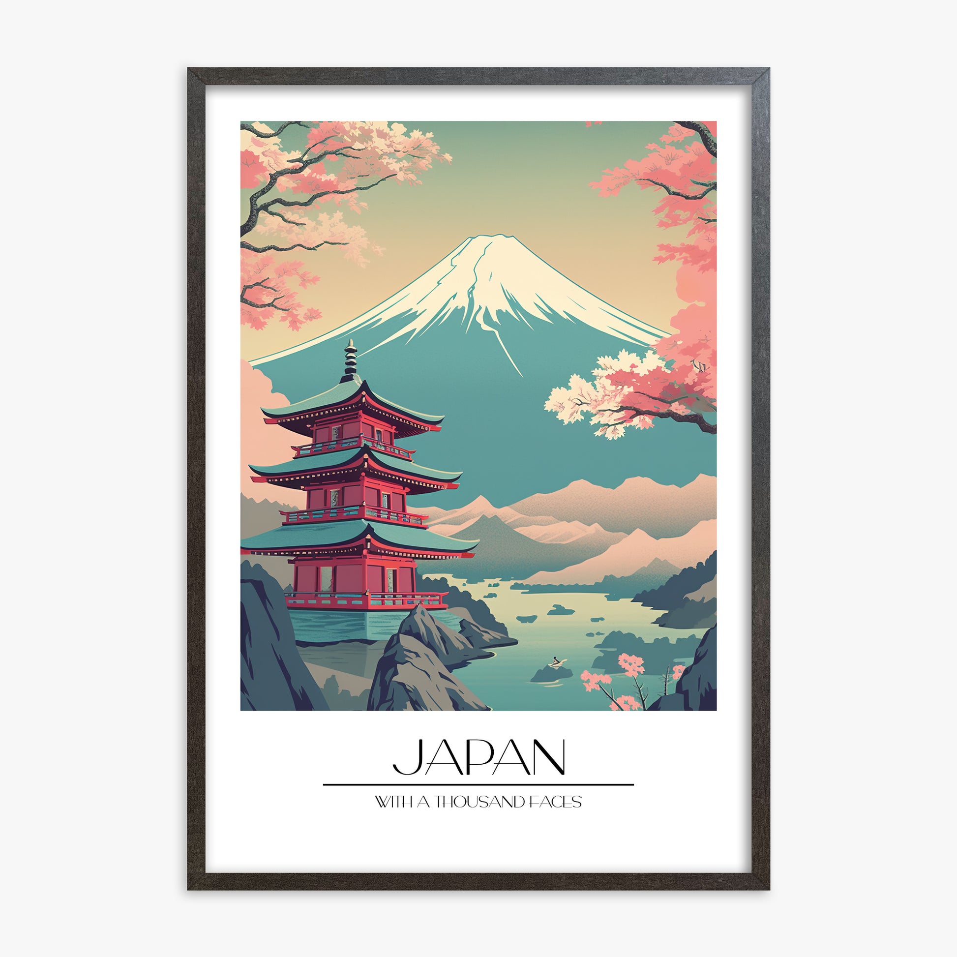 Serenity of Fuji, 70x100cm Framed Poster With Espresso Frame