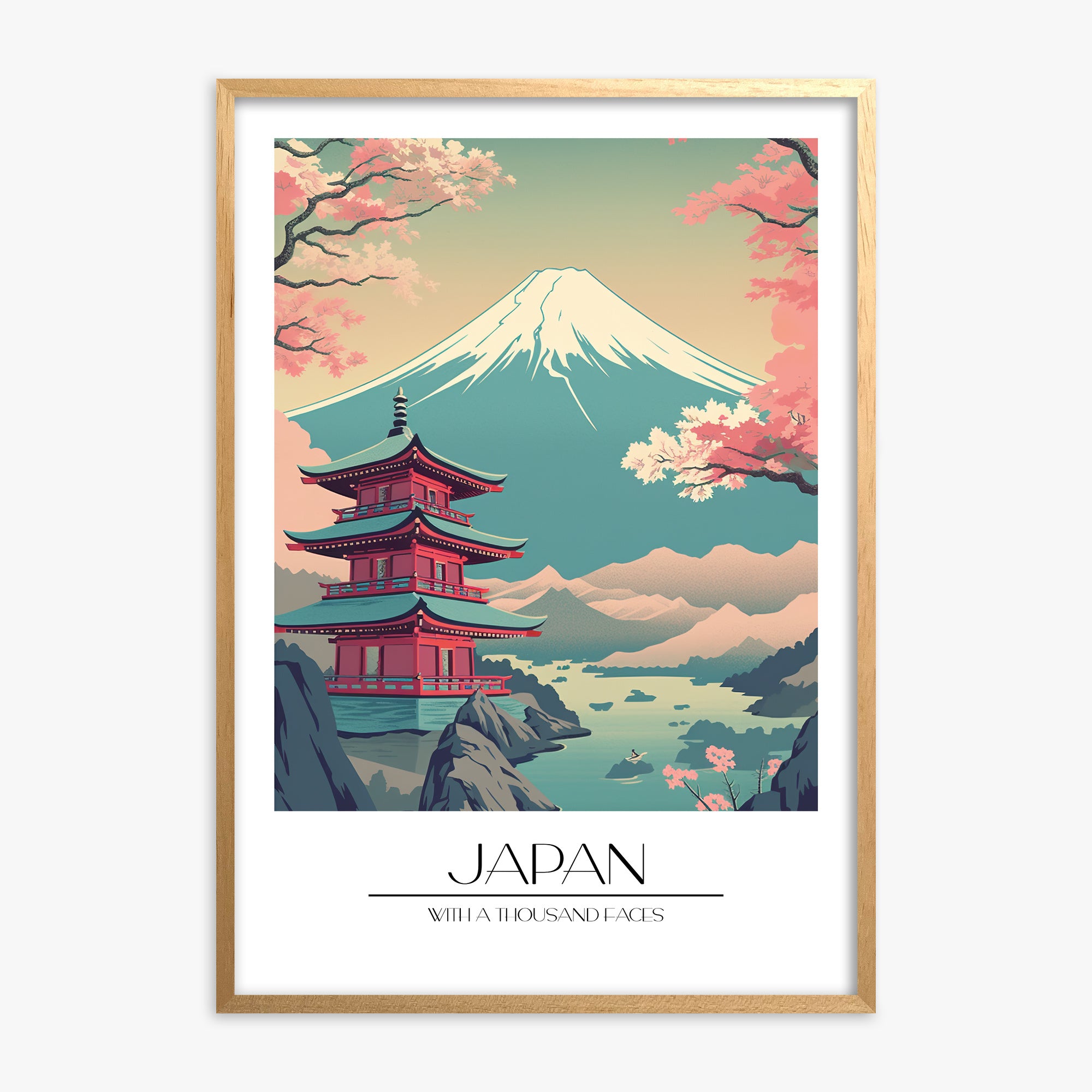 Serenity of Fuji, Oak Framed Poster With Oak Frame