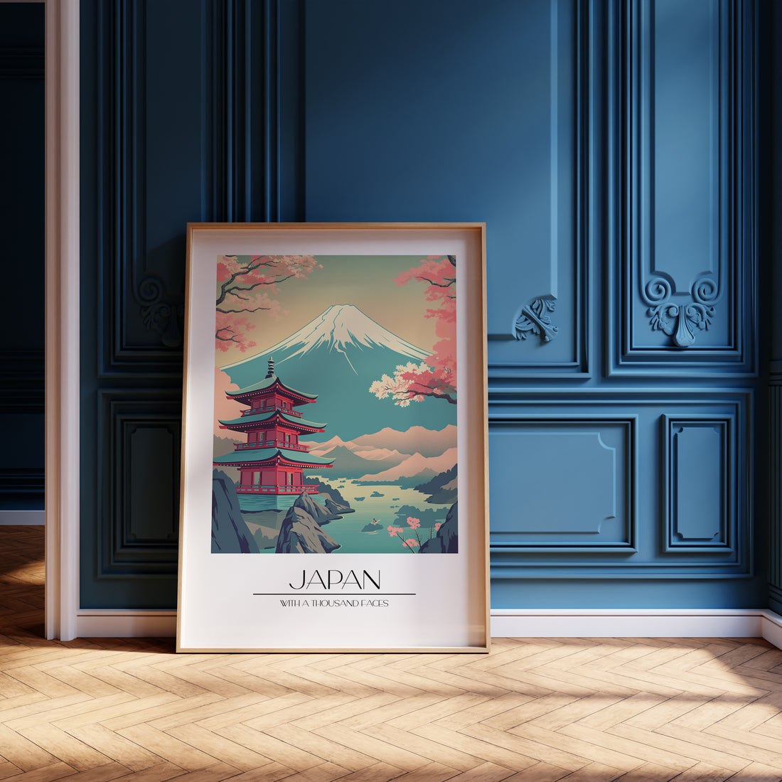 Serenity of Fuji, 50x70cm Framed Poster With Black Frame