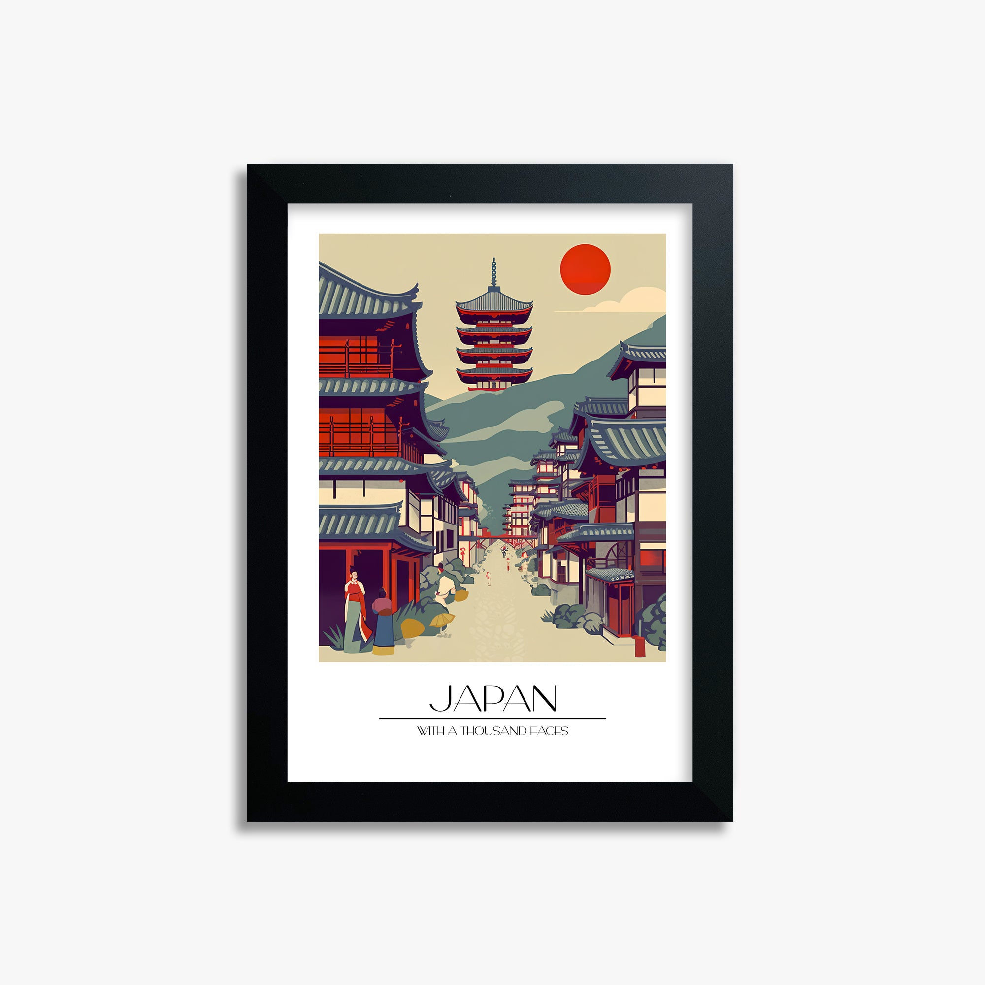 Ancient Street Journey, 21x30cm Framed Poster With Black Frame