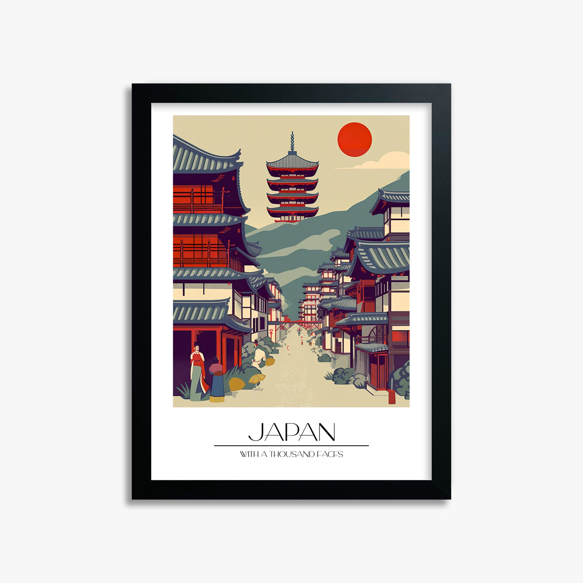 Ancient Street Journey, 30x40cm Framed Poster With Black Frame