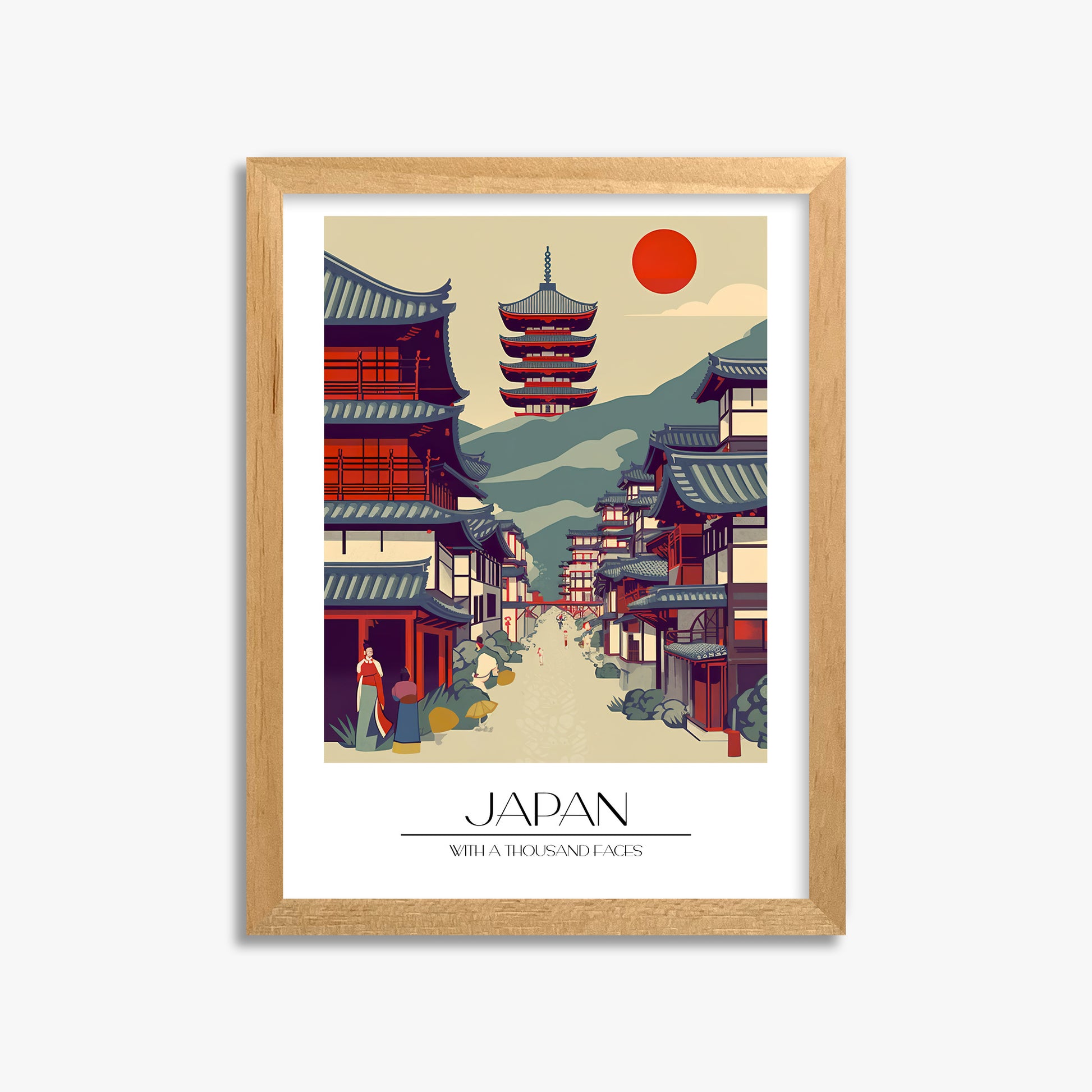 Ancient Street Journey, 30x40cm Framed Poster With Oak Frame