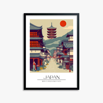 Ancient Street Journey, 50x70cm Framed Poster With Black Frame