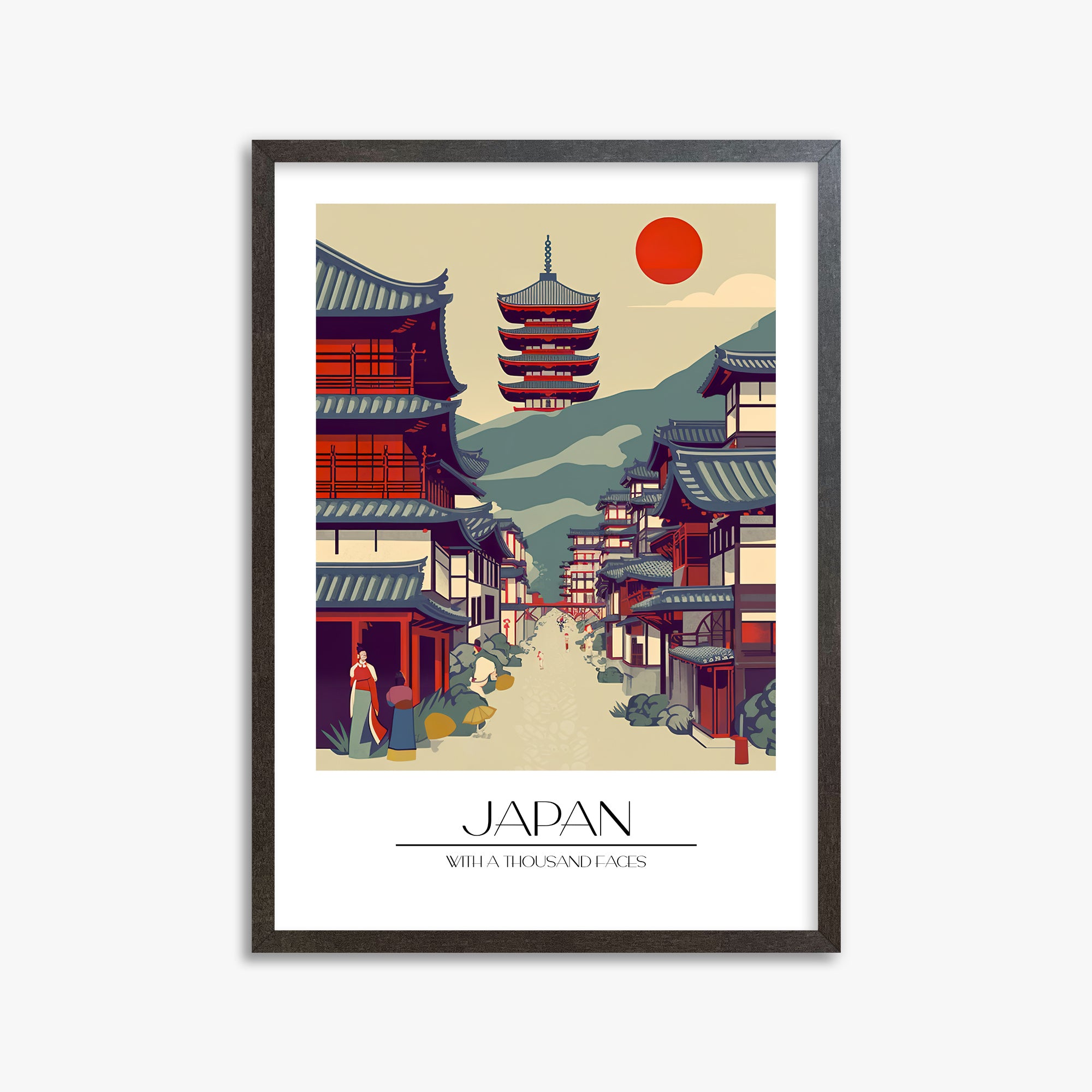 Ancient Street Journey, 50x70cm Framed Poster With Espresso Frame