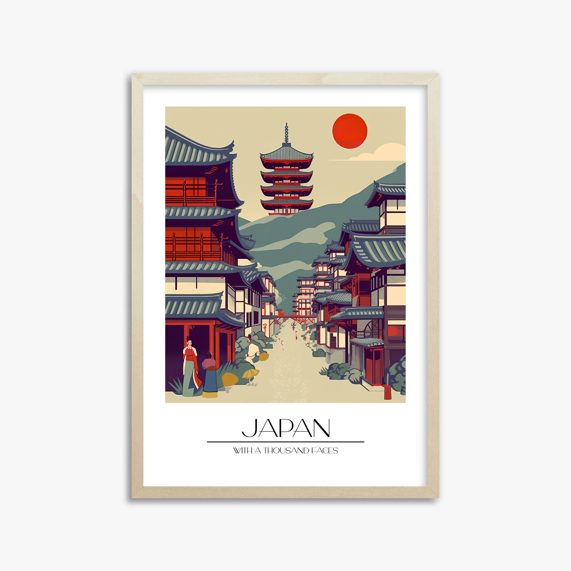 Ancient Street Journey, 50x70cm Framed Poster With Lime Wood Frame