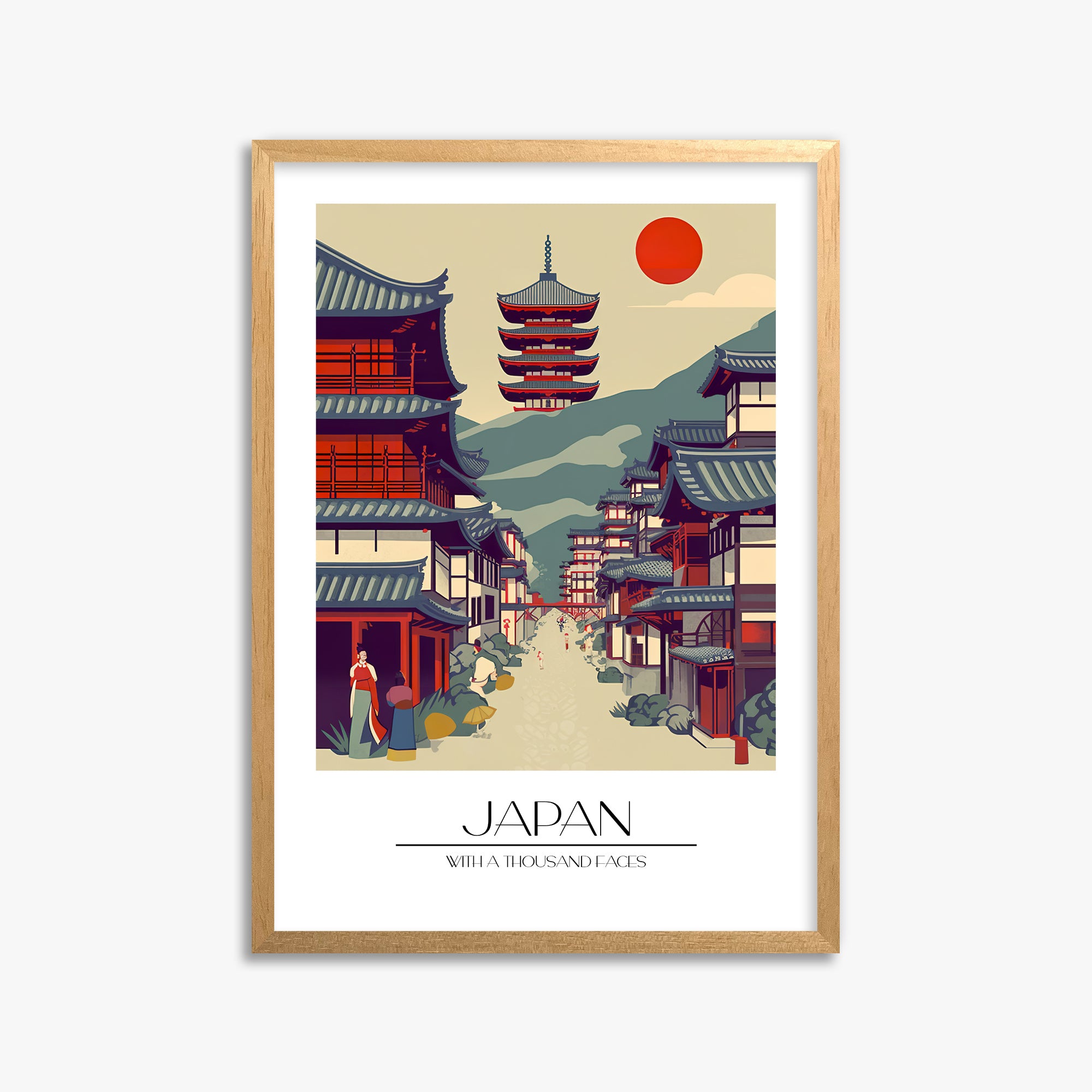 Ancient Street Journey, 50x70cm Framed Poster With Oak Frame