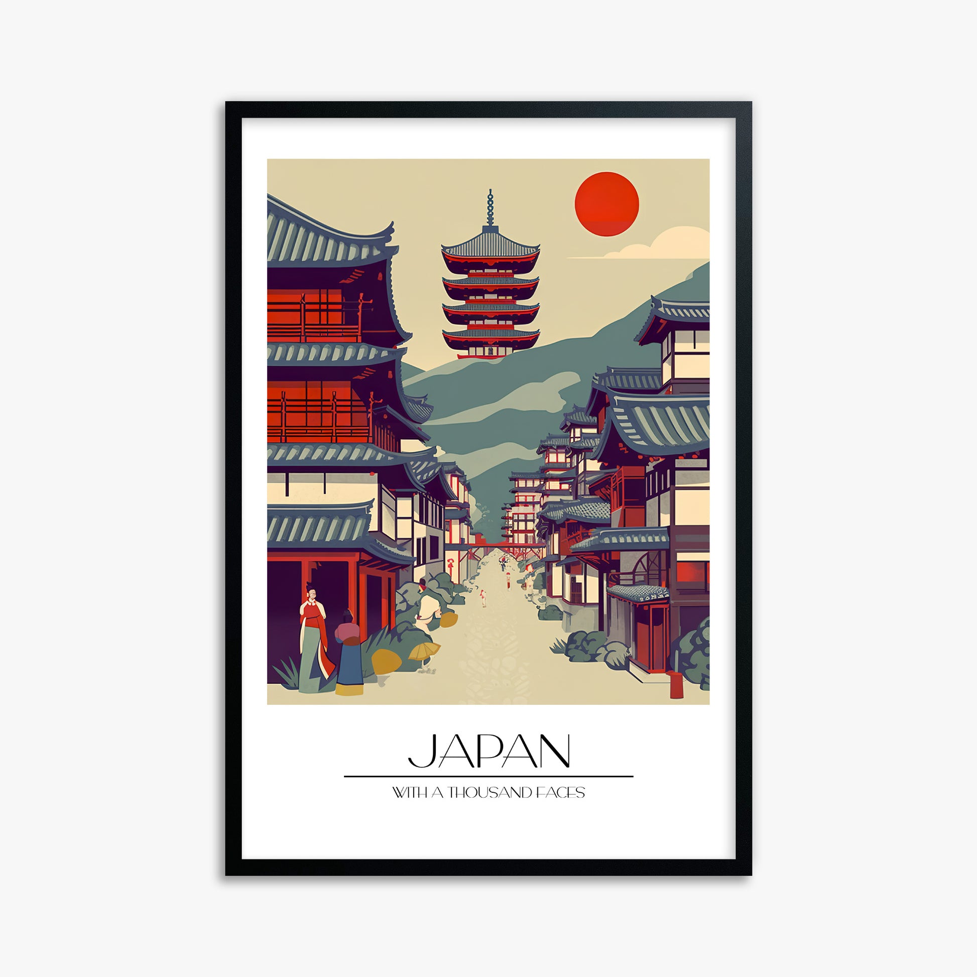 Ancient Street Journey, 61x91cm Framed Poster With Black Frame