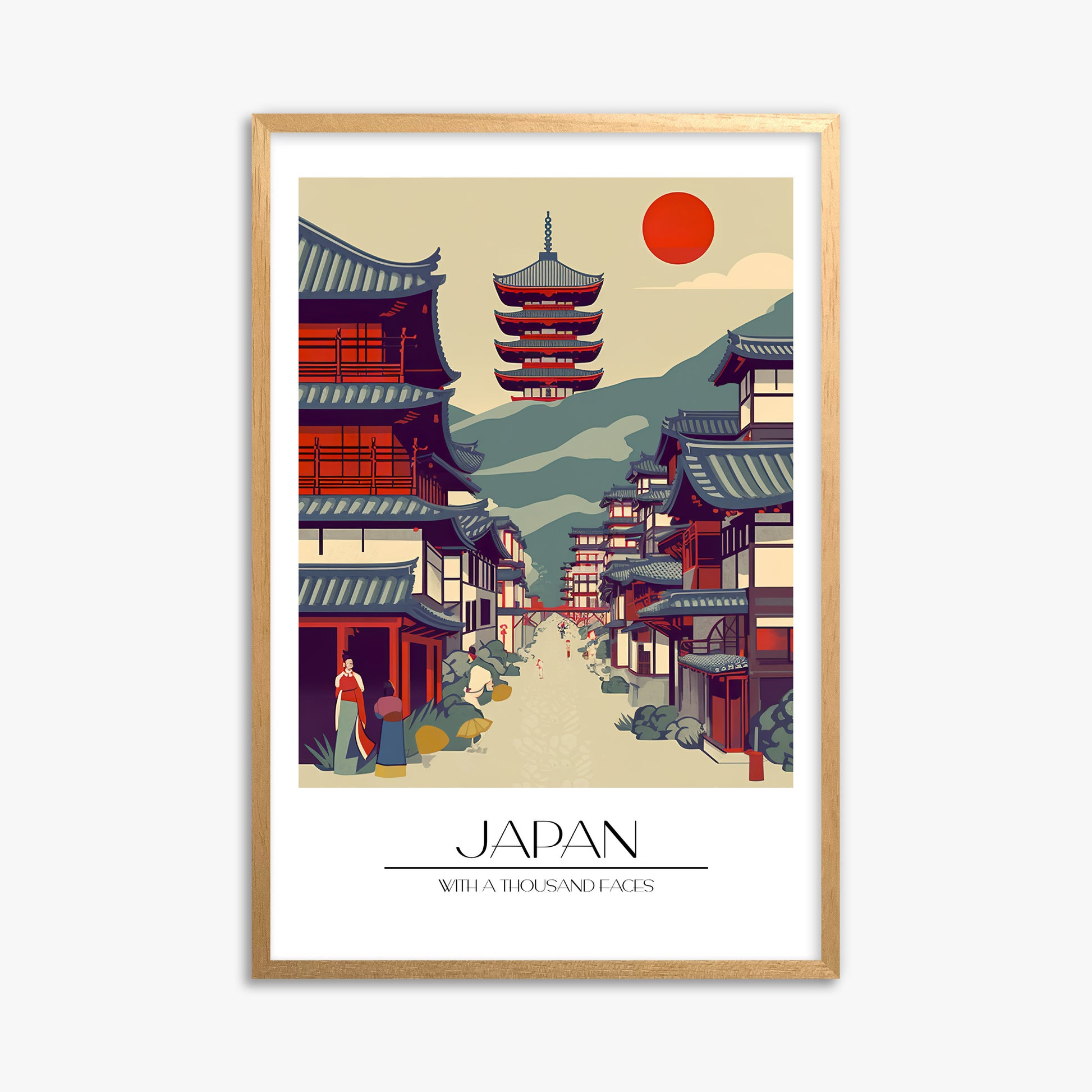 Ancient Street Journey, 61x91cm Framed Poster With Oak Frame