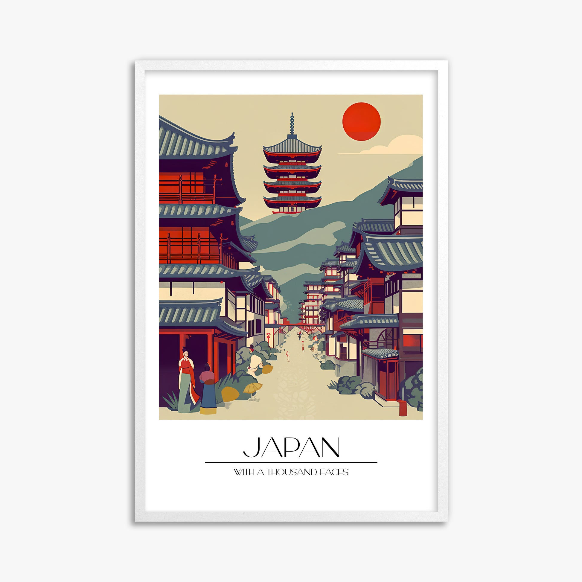 Ancient Street Journey, 61x91cm Framed Poster With White Frame