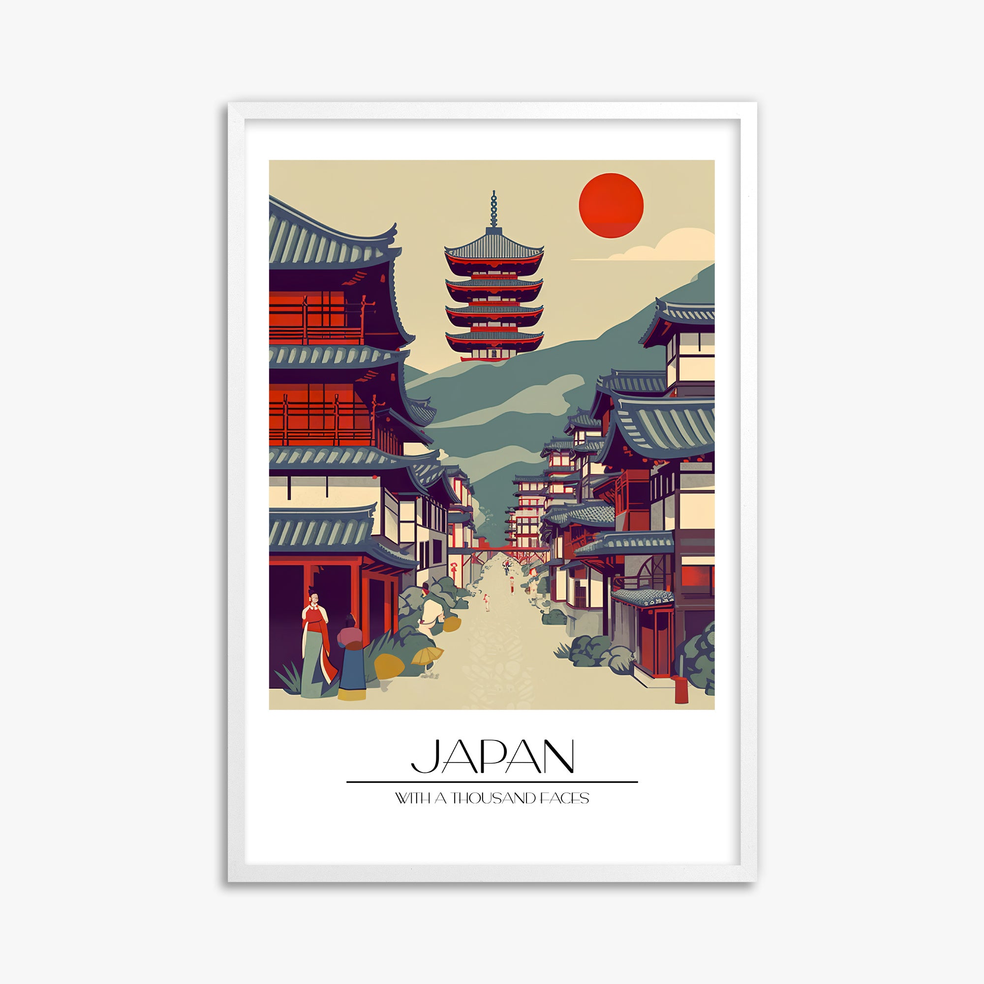 Ancient Street Journey, 61x91cm Framed Poster With White Frame
