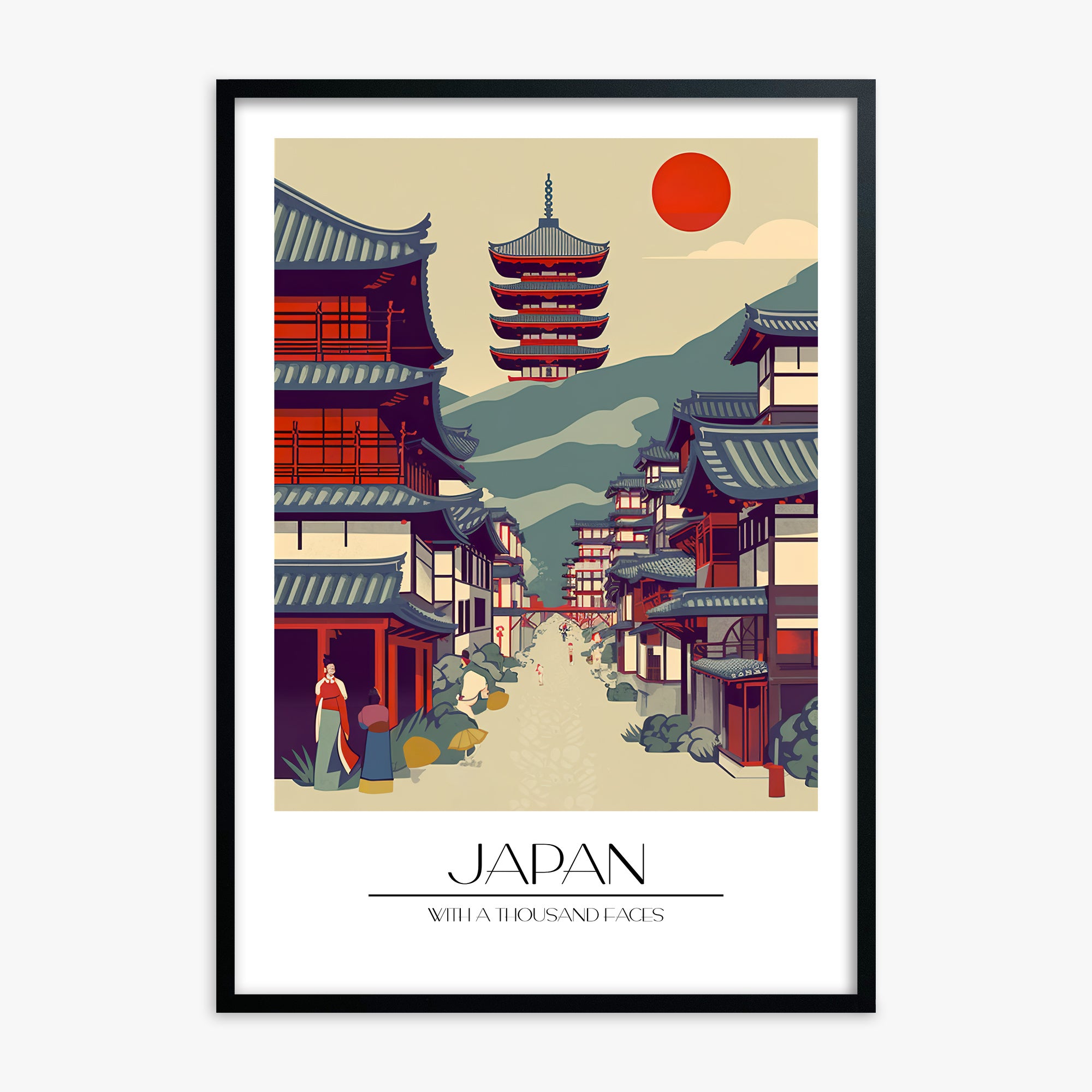 Ancient Street Journey, Black Framed Poster With Black Frame