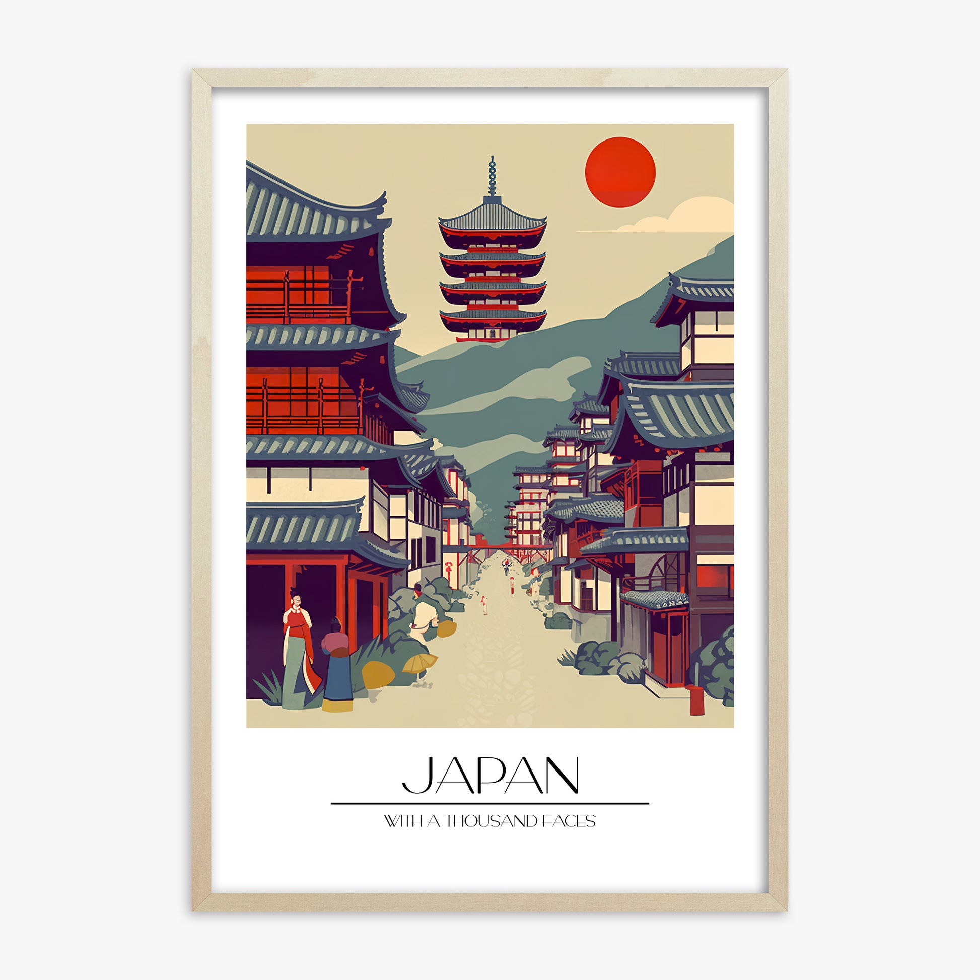 Ancient Street Journey, 70x100cm Framed Poster With Lime Wood Frame