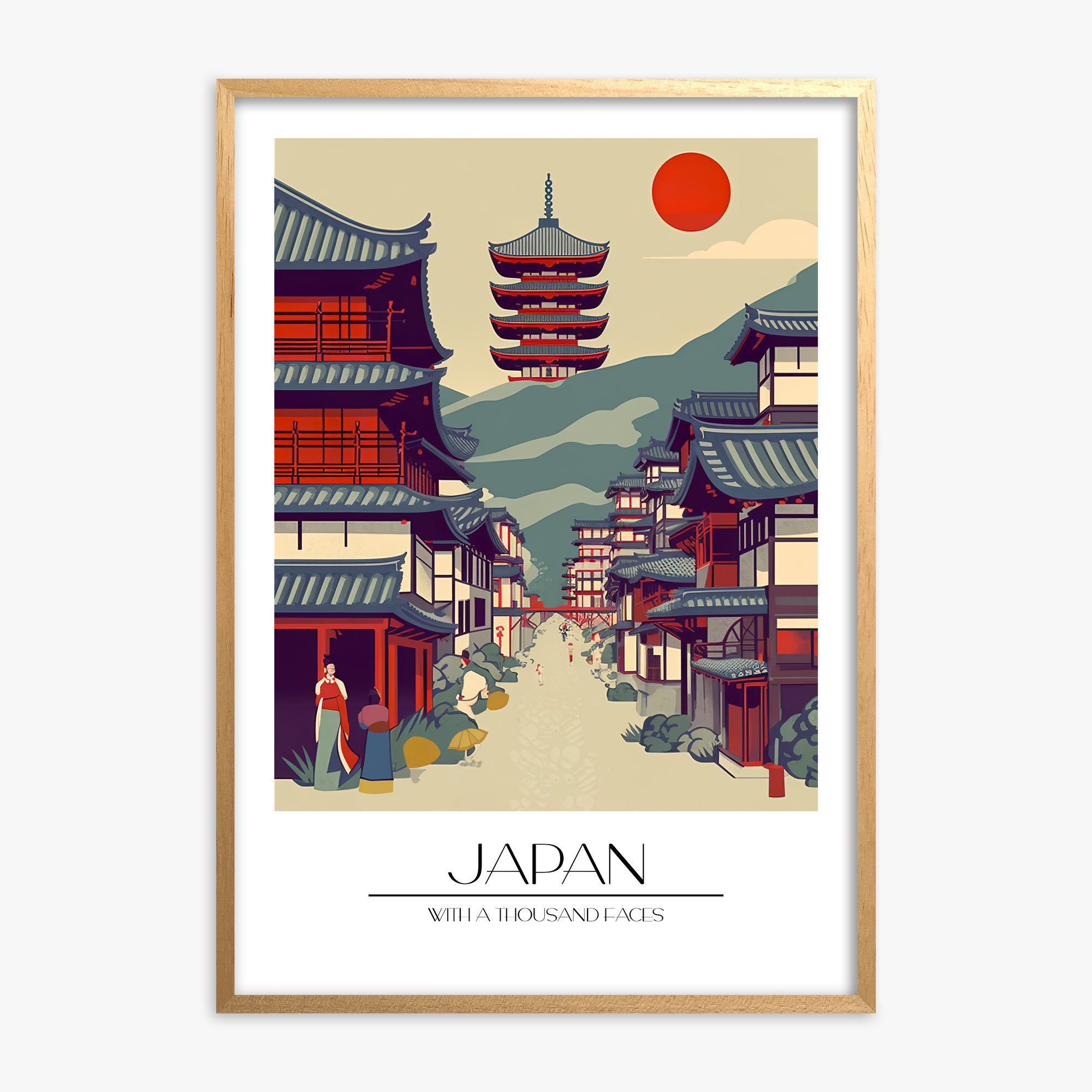 Ancient Street Journey, Oak Framed Poster With Oak Frame