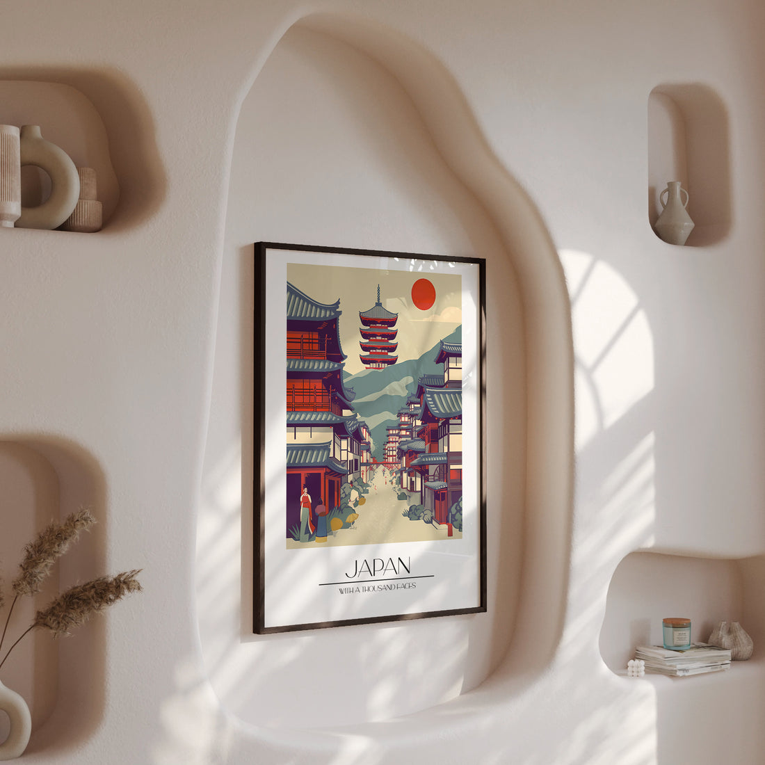 Ancient Street Journey, 50x70cm Framed Poster With Black Frame