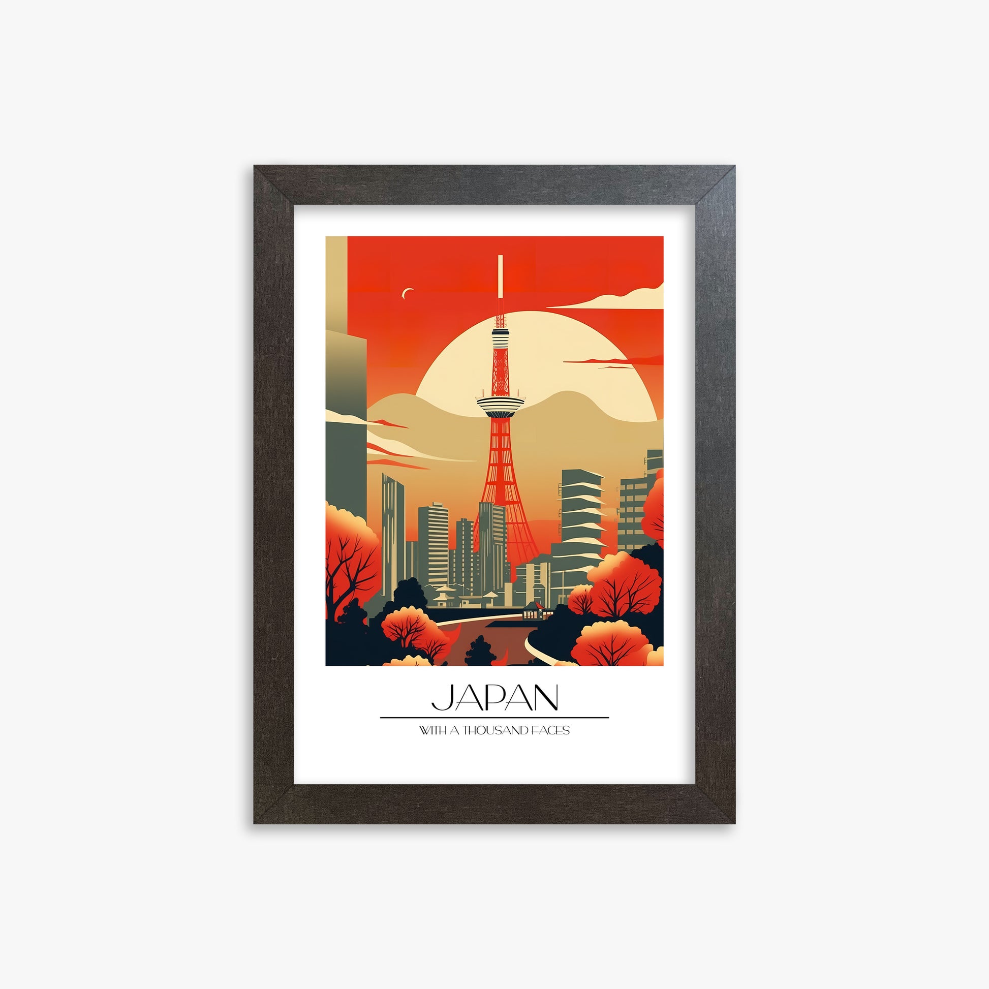 Sunset Tower Skyline, 21x30cm Framed Poster With Espresso Frame