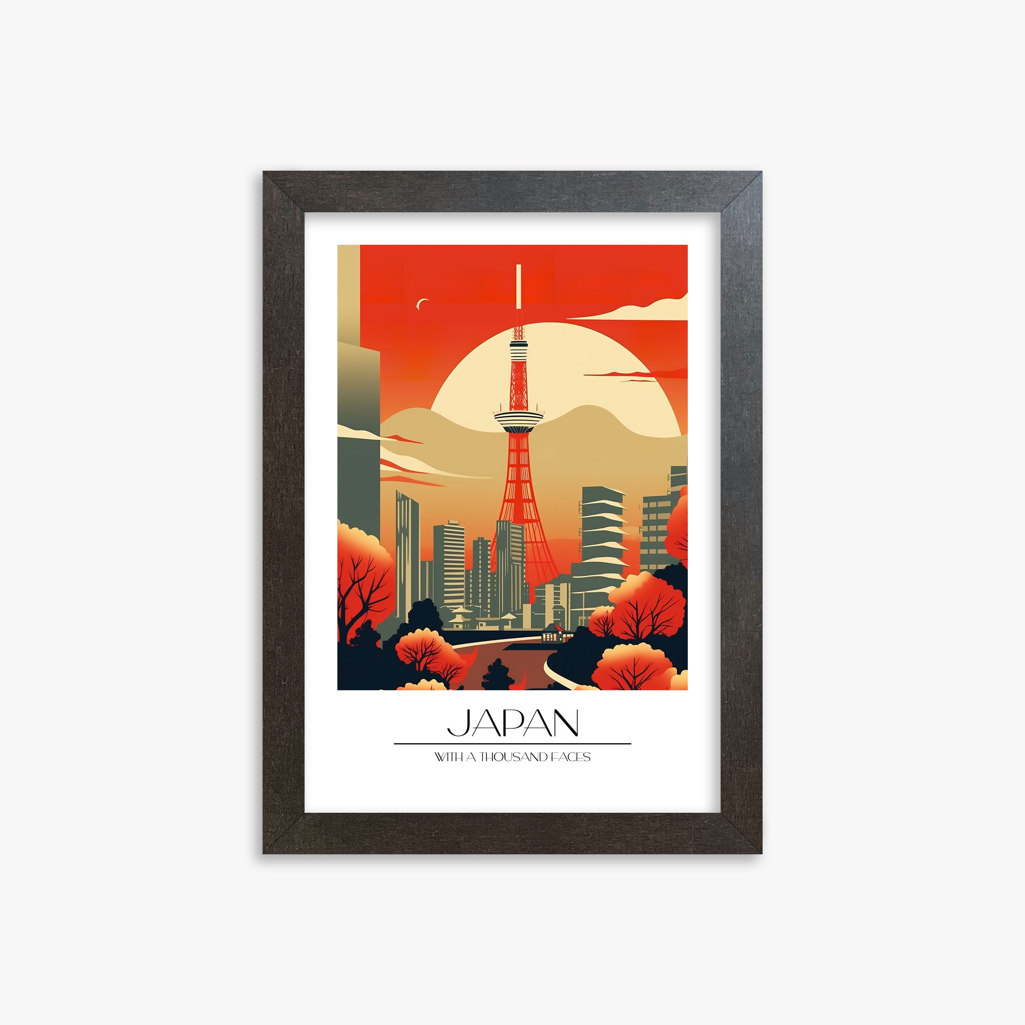 Sunset Tower Skyline, 21x30cm Framed Poster With Espresso Frame