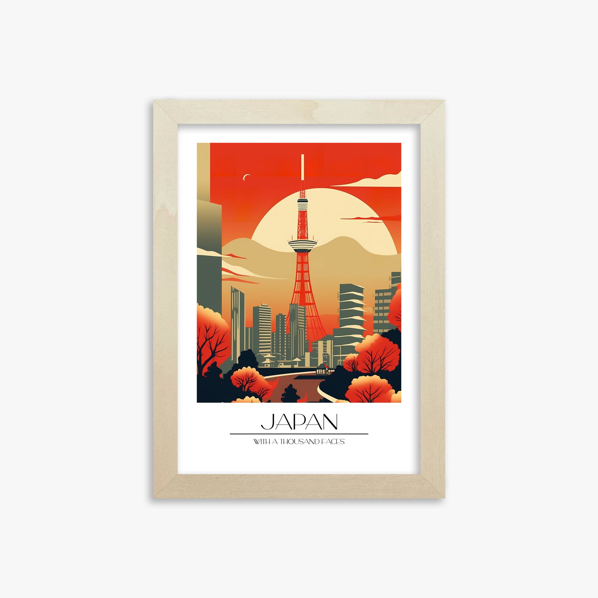 Sunset Tower Skyline, 21x30cm Framed Poster With Lime Wood Frame