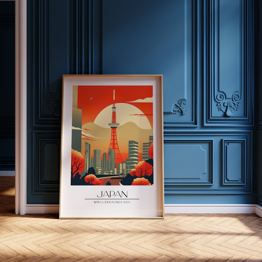 Sunset Tower Skyline, 50x70cm Framed Poster With Black Frame