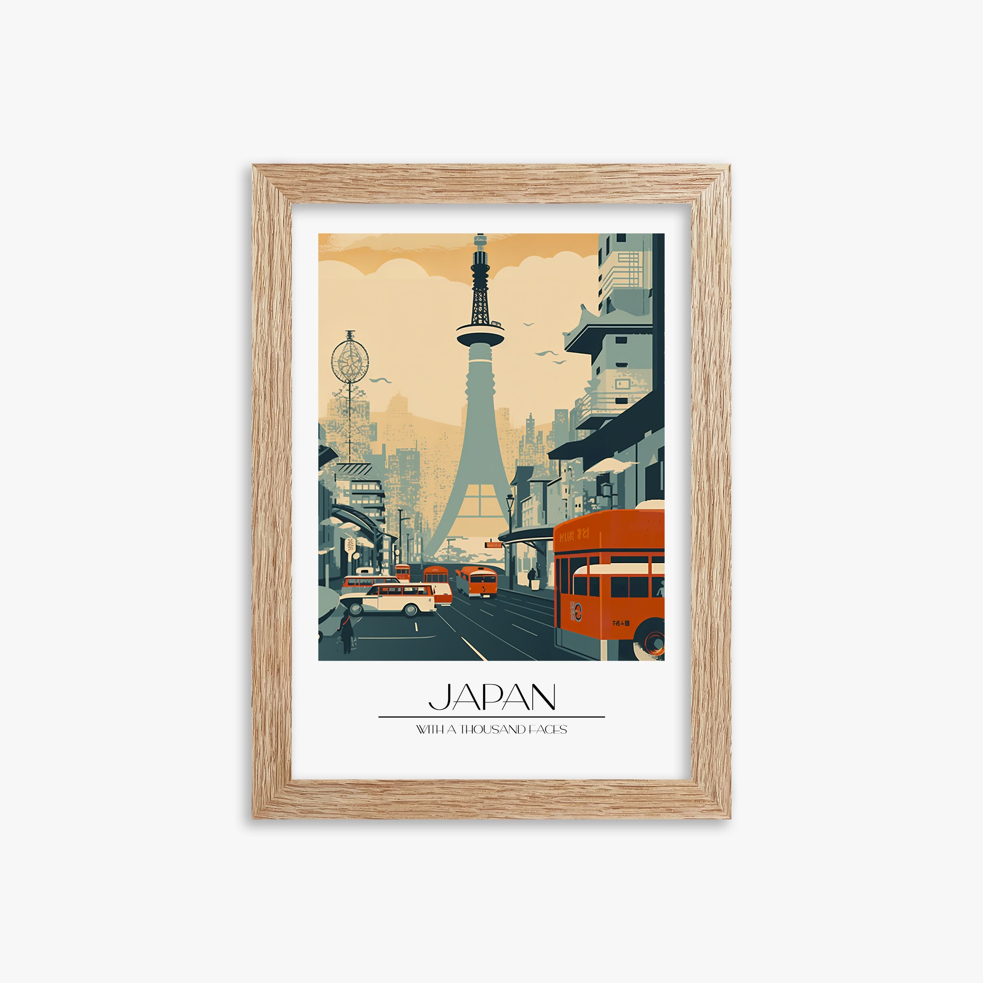 Retro Tower Boulevard, 21x30cm Framed Poster With Raw Oak Frame