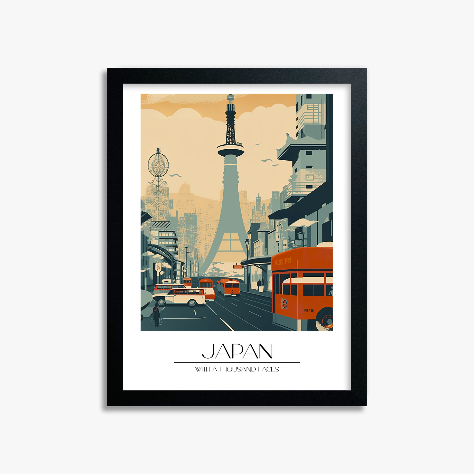 Retro Tower Boulevard, 30x40cm Framed Poster With Black Frame