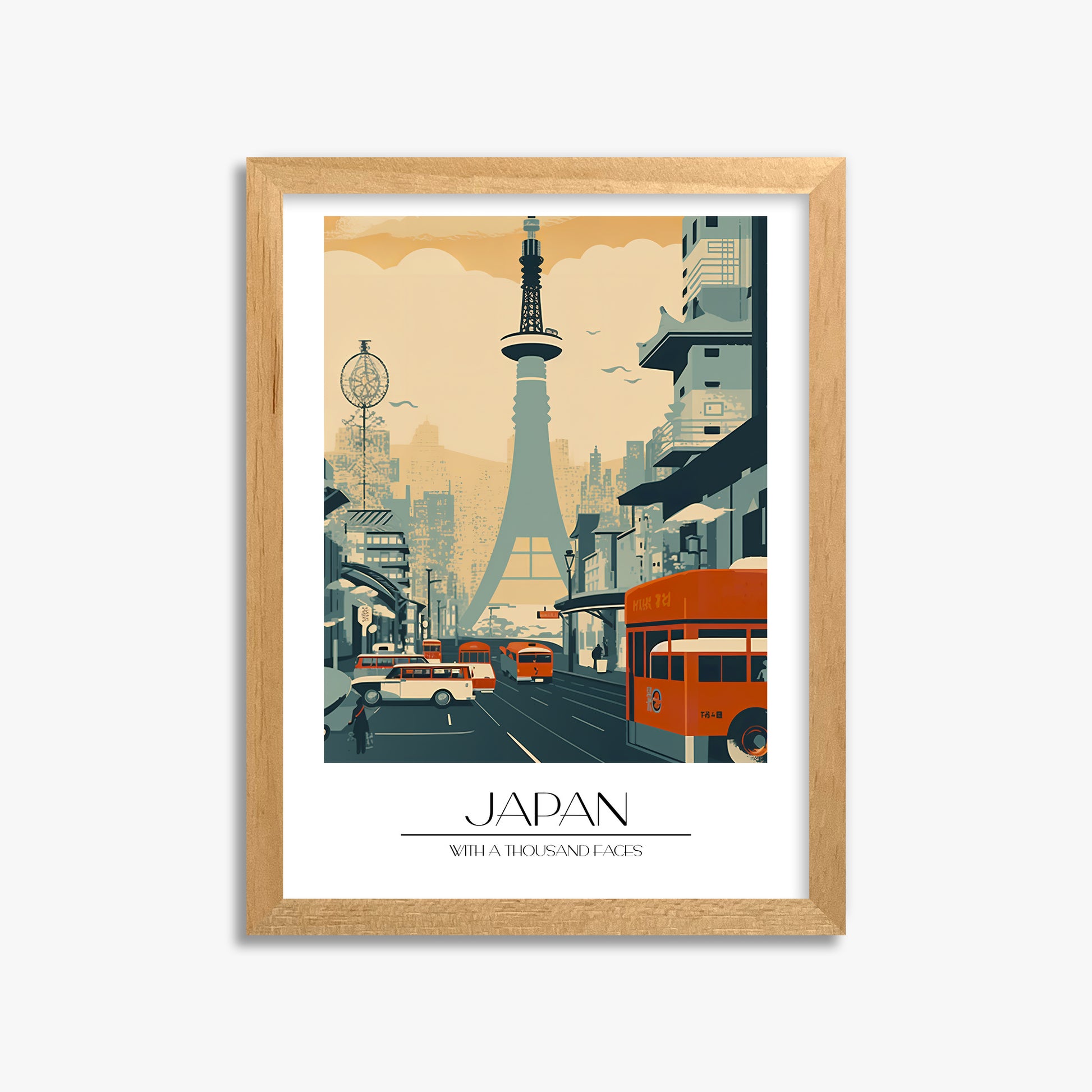 Retro Tower Boulevard, 30x40cm Framed Poster With Oak Frame