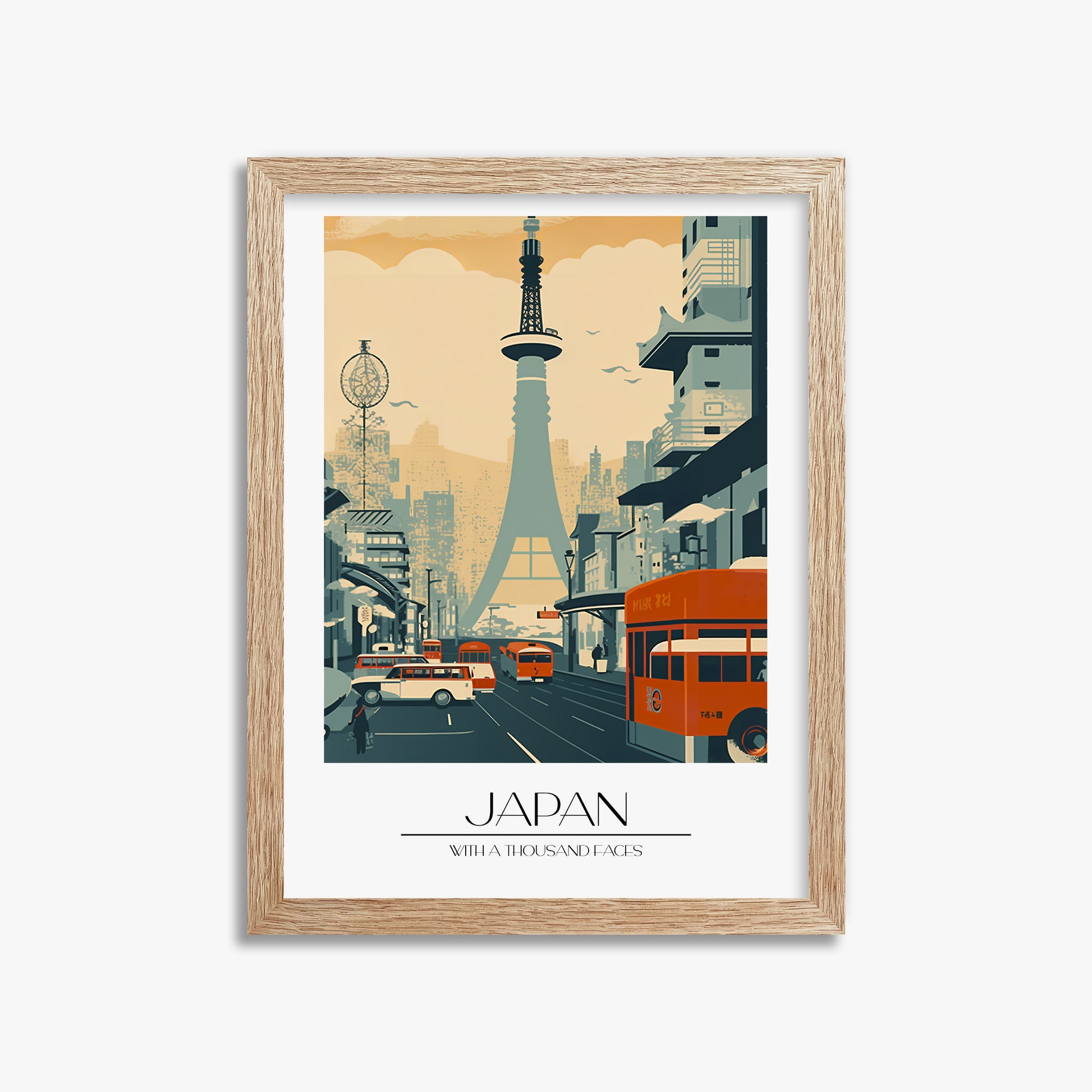 Retro Tower Boulevard, 30x40cm Framed Poster With Raw Oak Frame