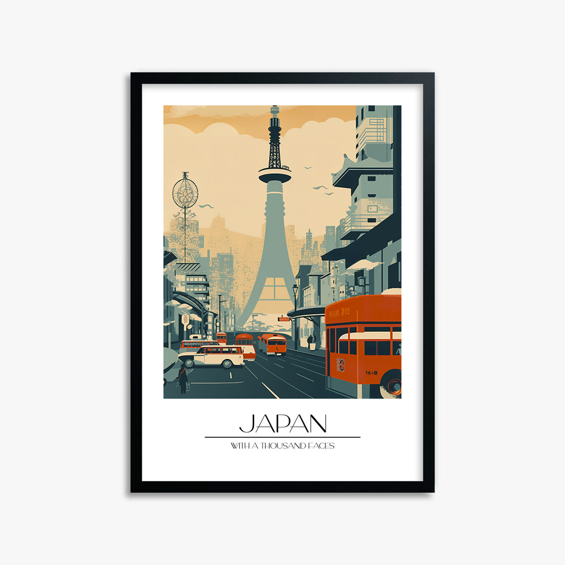 Retro Tower Boulevard, 50x70cm Framed Poster With Black Frame