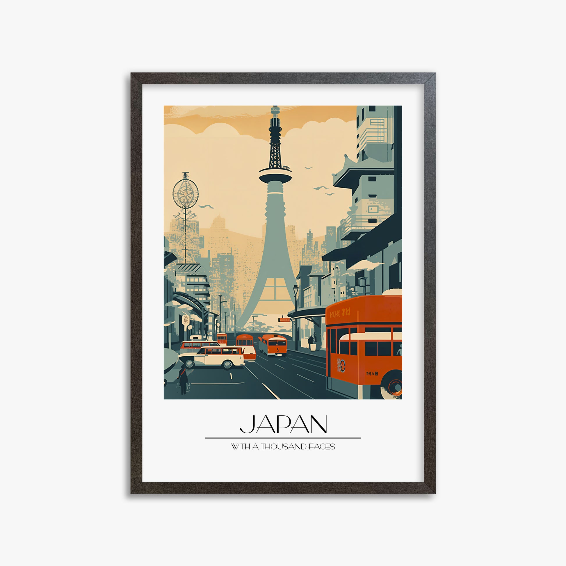 Retro Tower Boulevard, 50x70cm Framed Poster With Espresso Frame