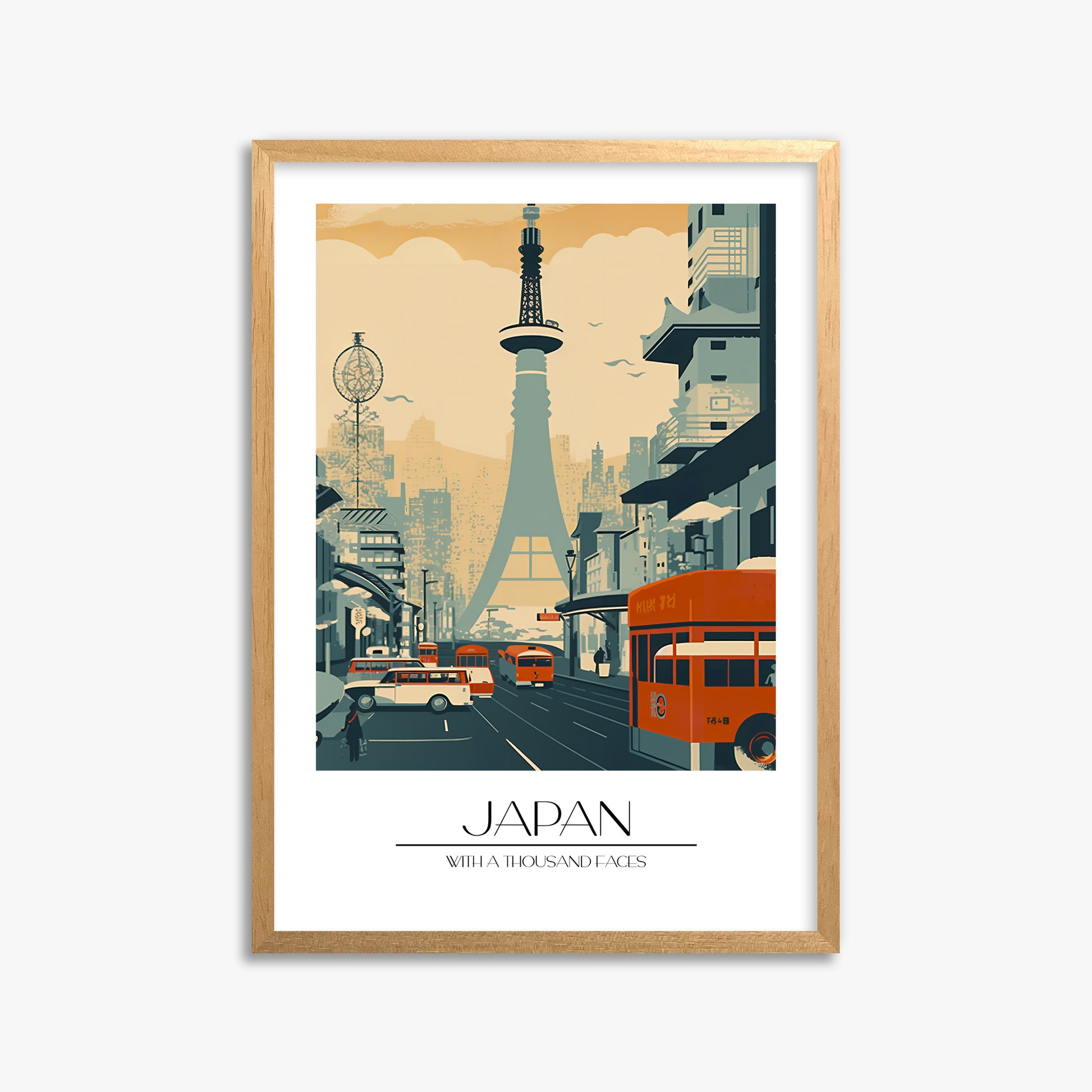 Retro Tower Boulevard, 50x70cm Framed Poster With Oak Frame