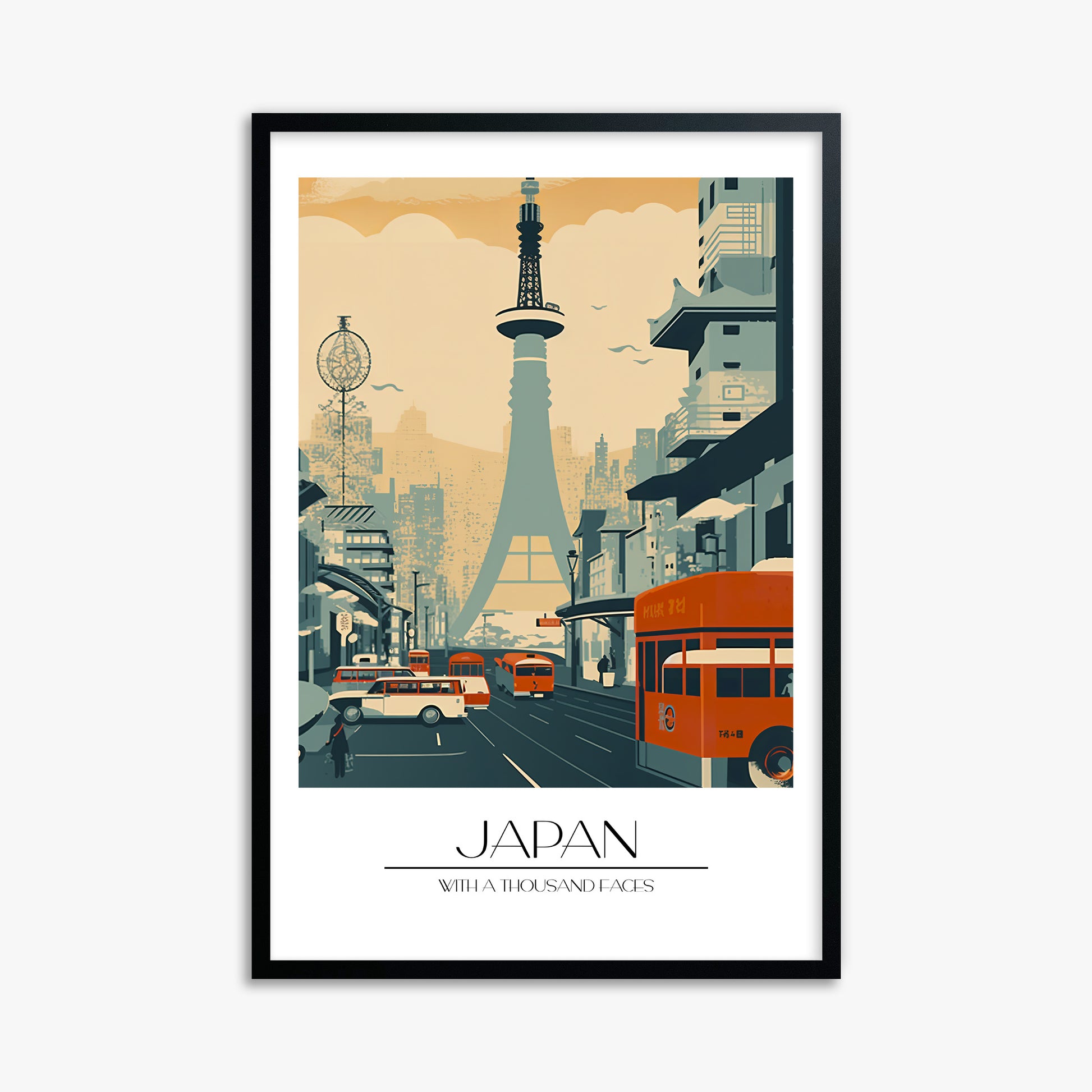 Retro Tower Boulevard, 61x91cm Framed Poster With Black Frame