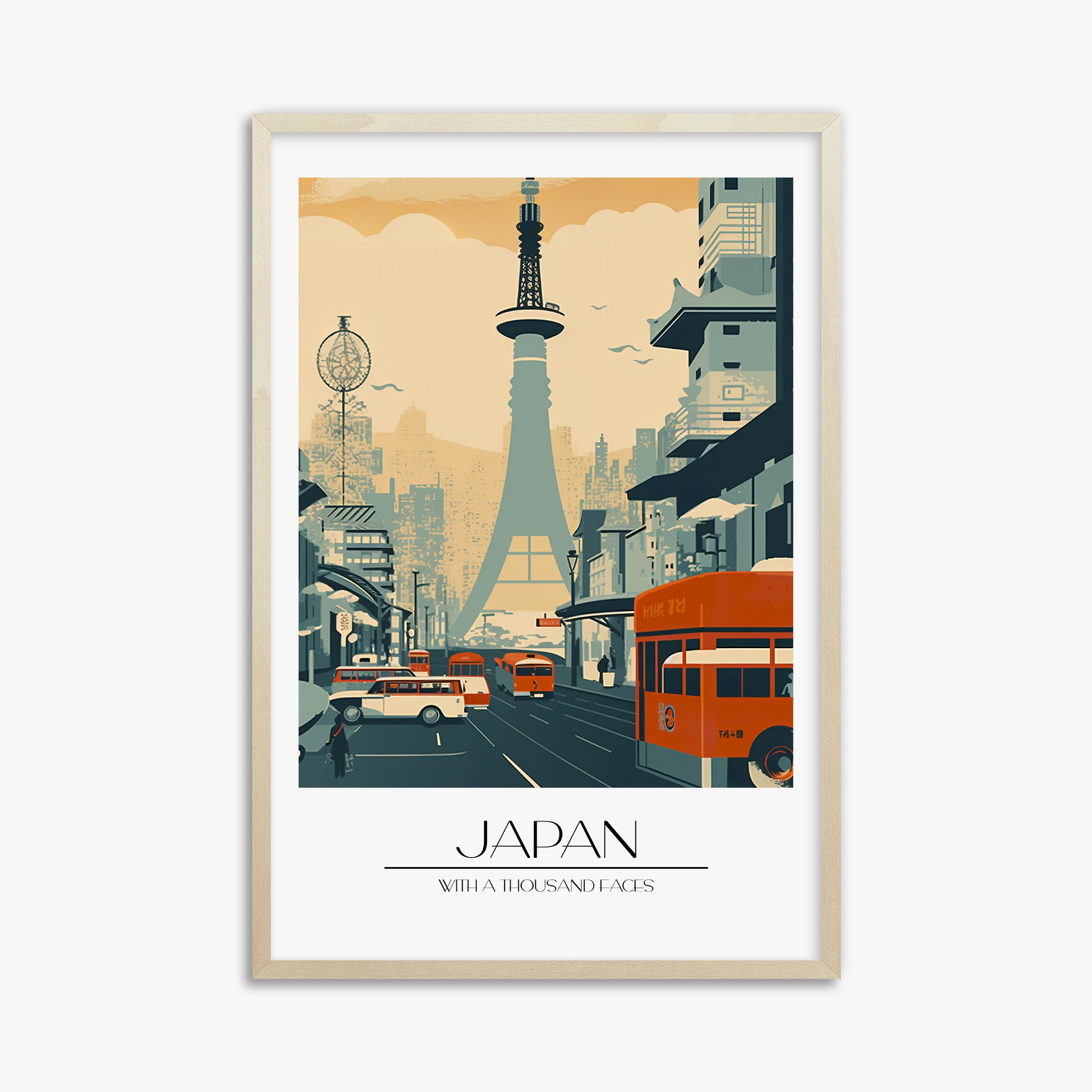 Retro Tower Boulevard, 61x91cm Framed Poster With Lime Wood Frame