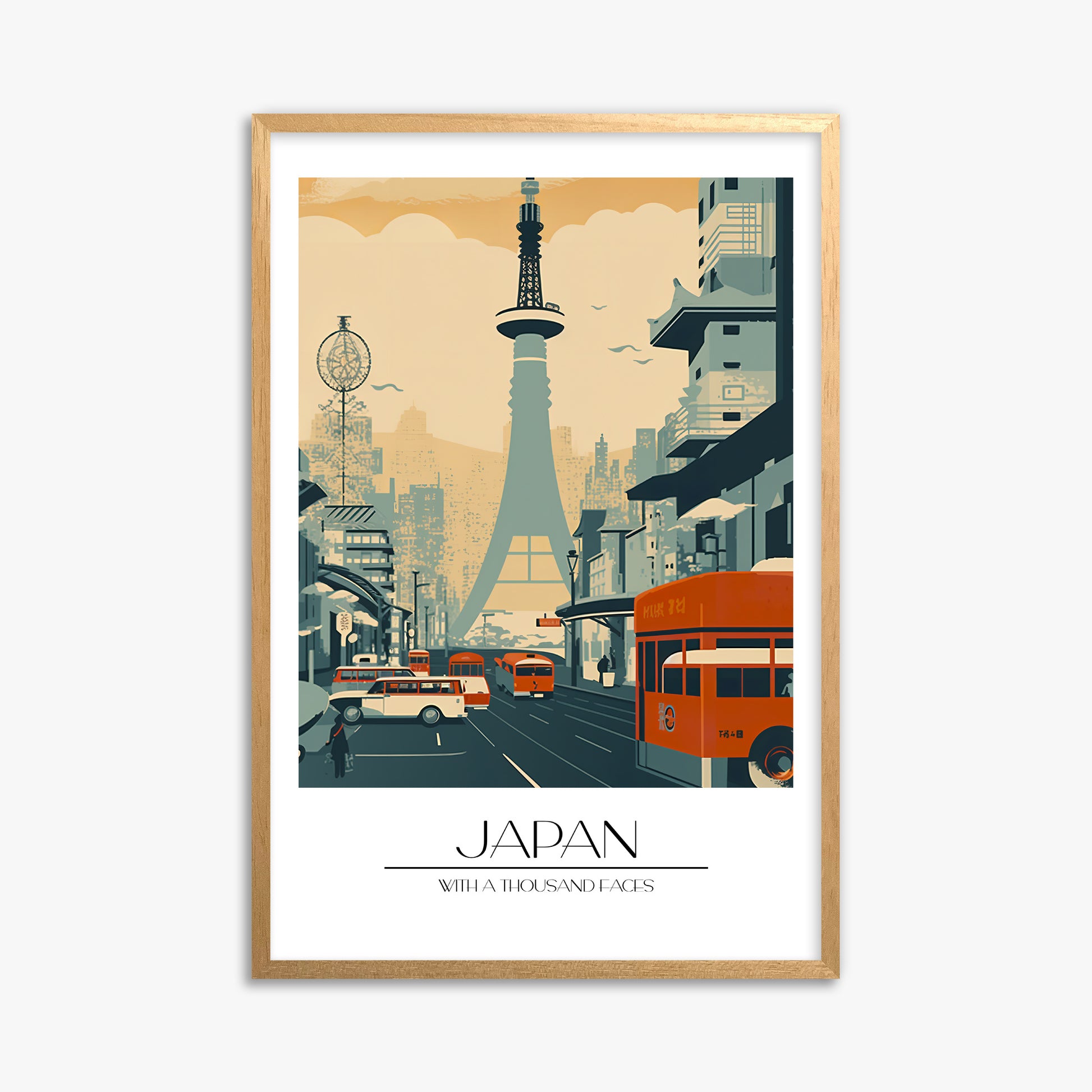 Retro Tower Boulevard, 61x91cm Framed Poster With Oak Frame