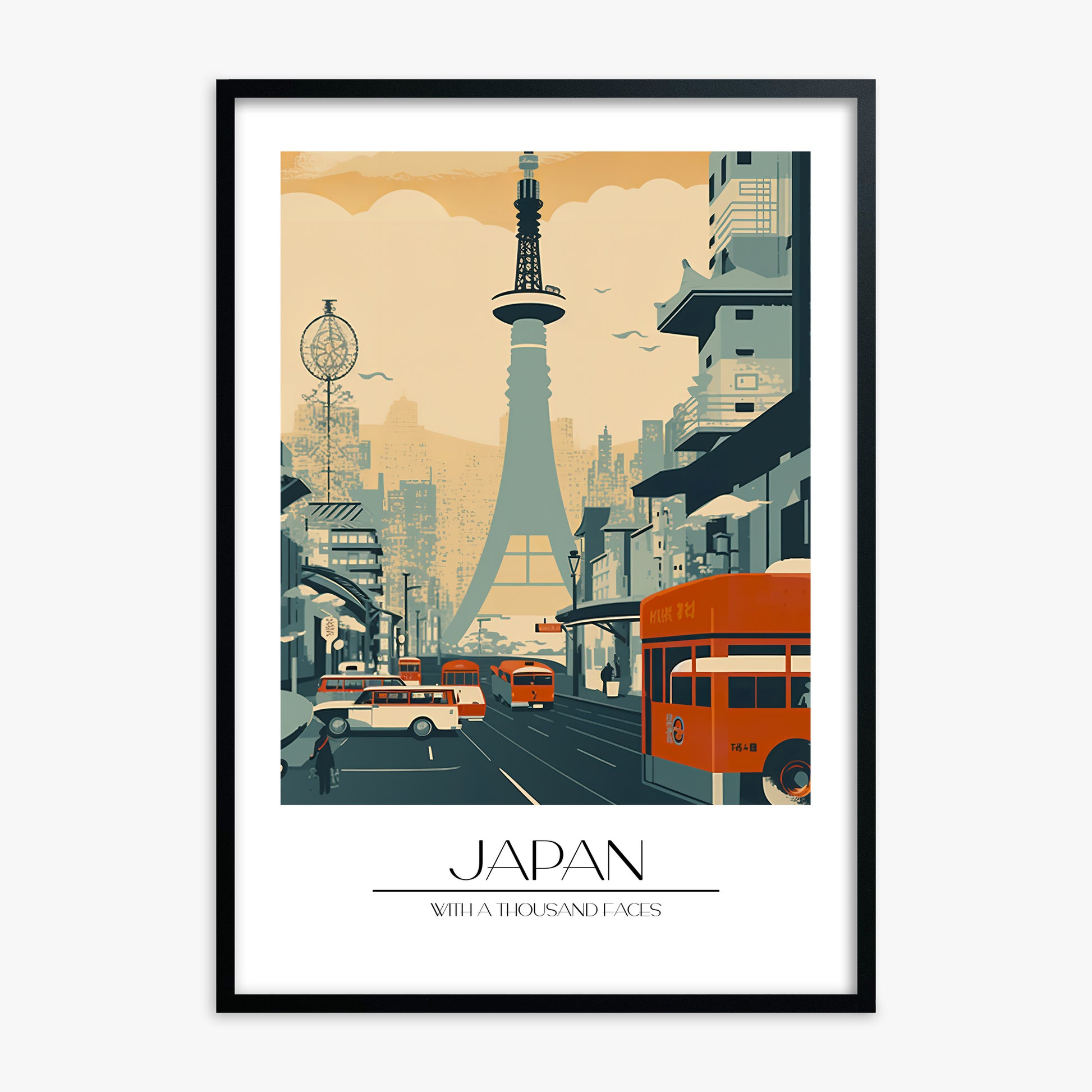 Retro Tower Boulevard, Black Framed Poster With Black Frame
