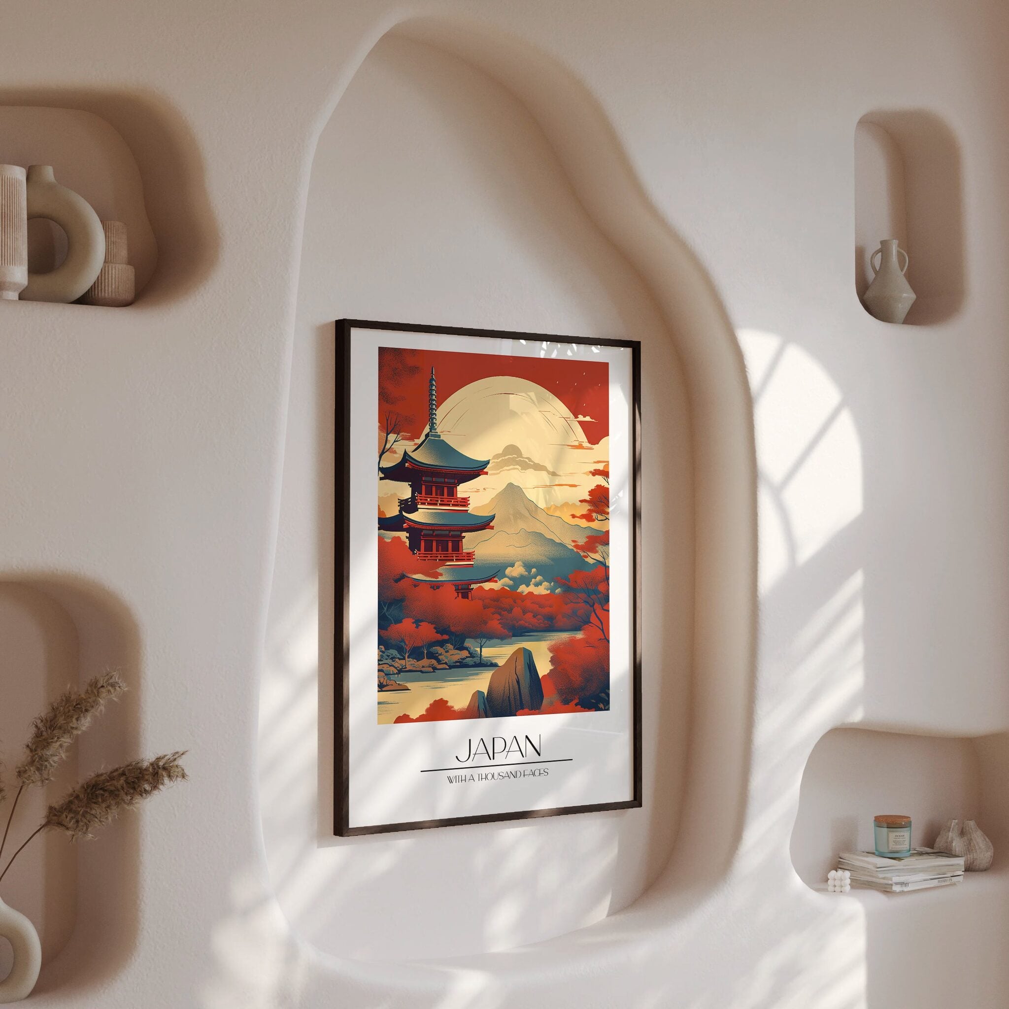 Design Concept No. 13 for Crimson Pagoda Sunset Modern Poster Art