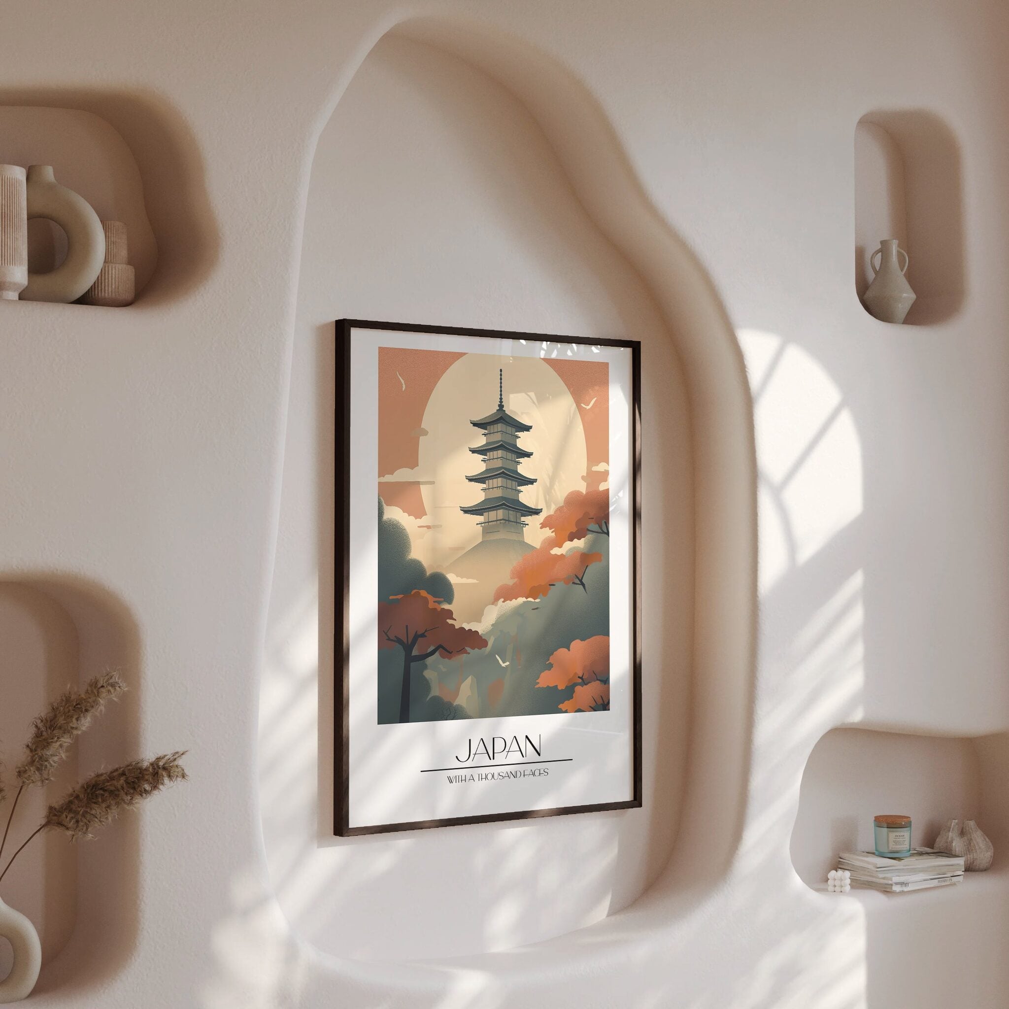 Design Concept No. 13 for Misty Pagoda Silhouette Modern Poster Art