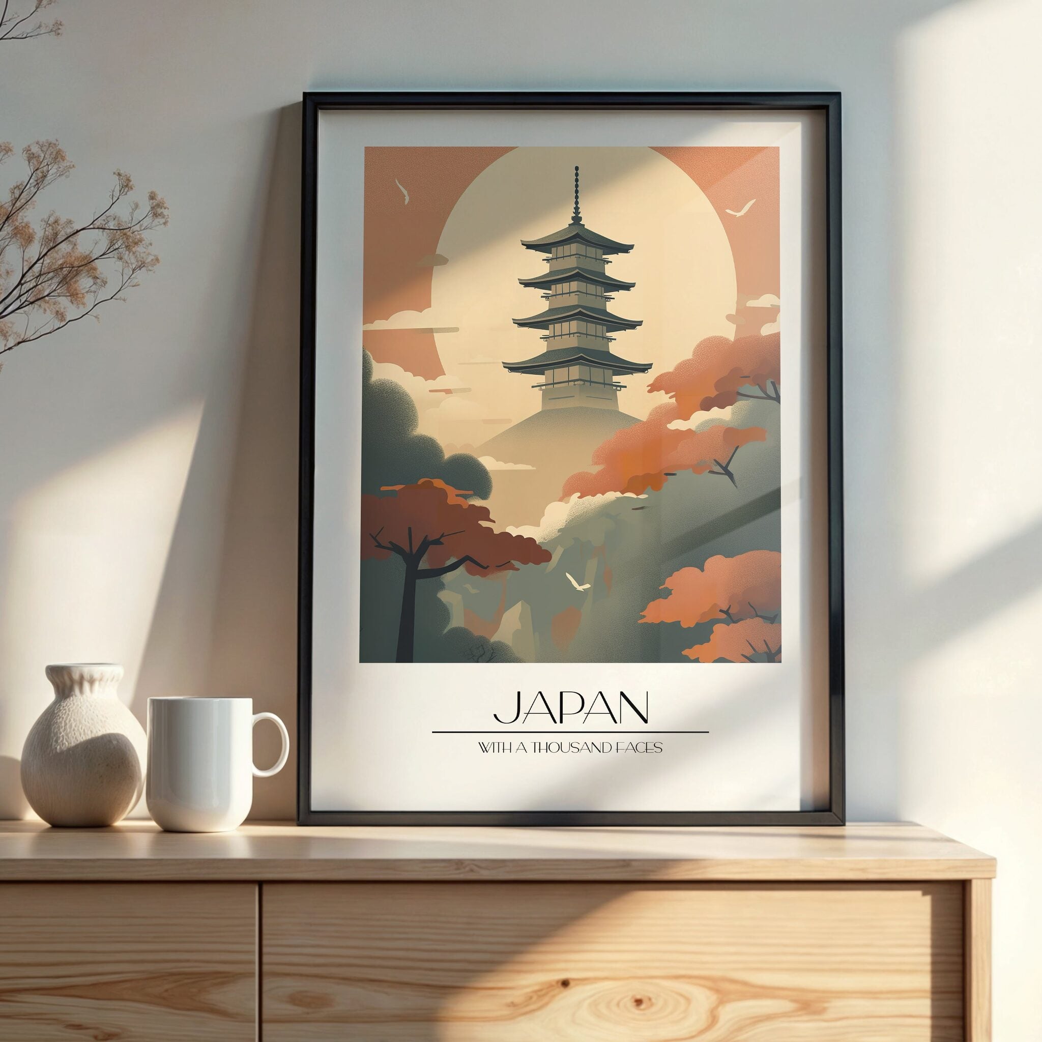 Design Concept No. 22 for Misty Pagoda Silhouette Modern Poster Art