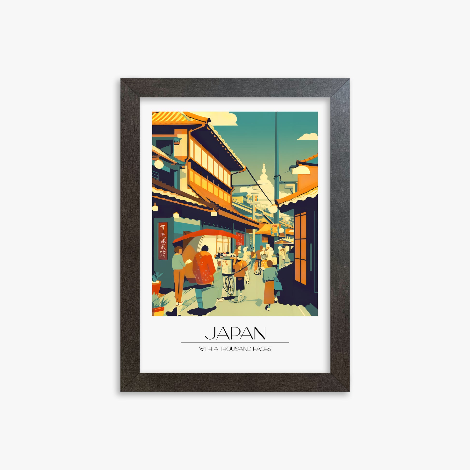 Market Lane Stroll, 21x30cm Framed Poster With Espresso Frame