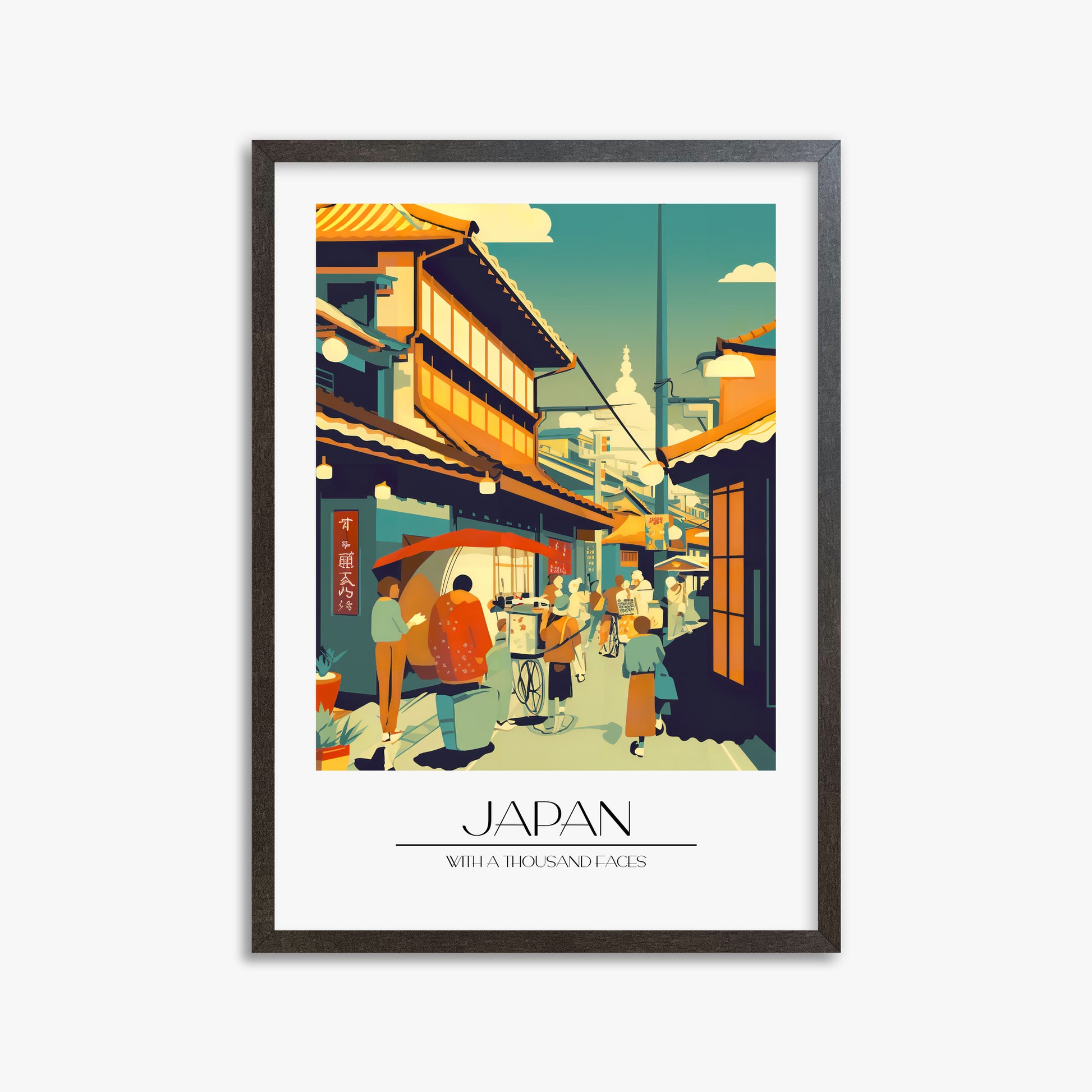 Market Lane Stroll, 50x70cm Framed Poster With Espresso Frame