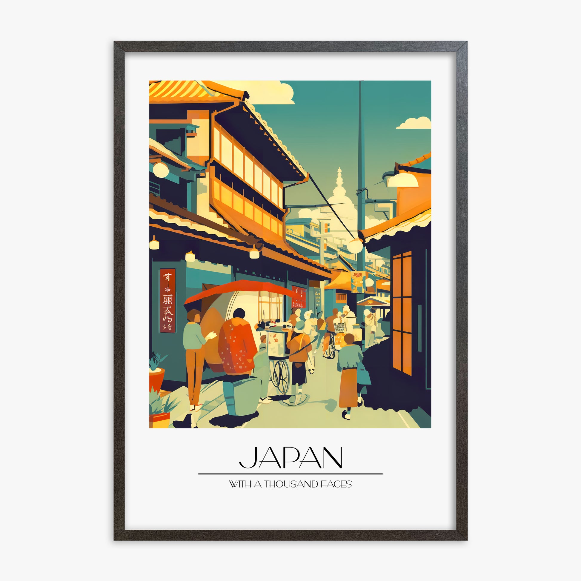 Market Lane Stroll, 70x100cm Framed Poster With Espresso Frame