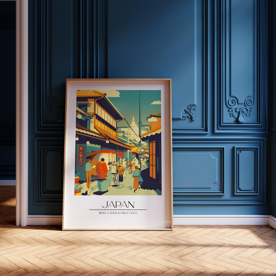 Market Lane Stroll, 50x70cm Framed Poster With Black Frame