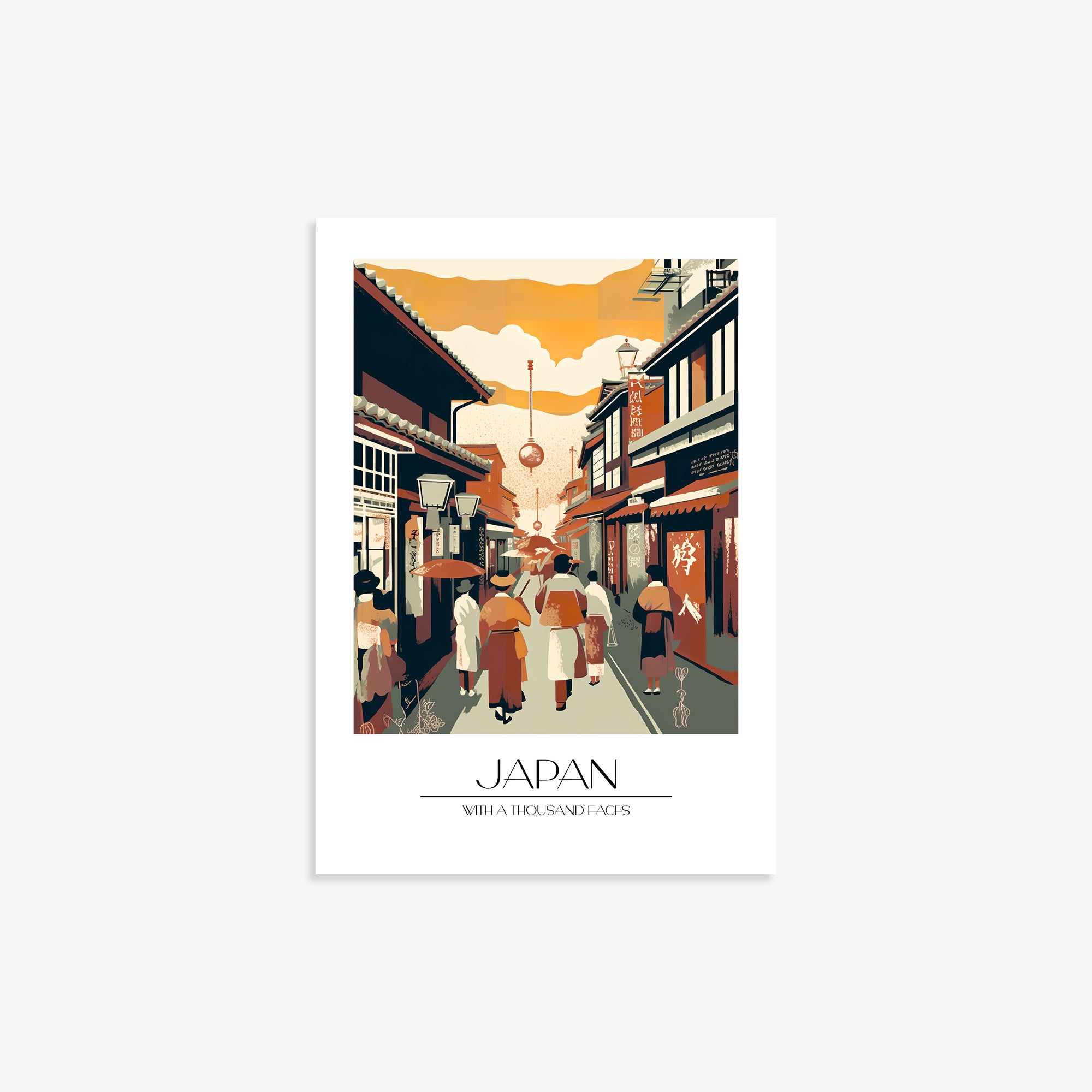 Kyoto Twilight Stroll – Old-Town Lane Print | Japandi.Art