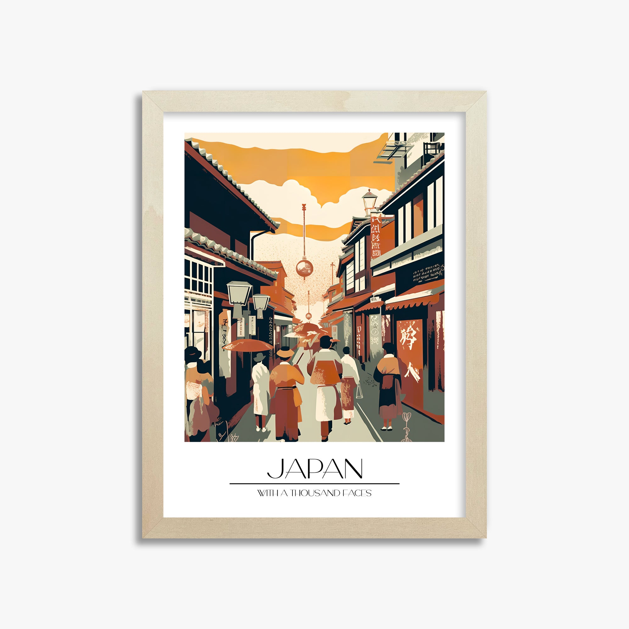 Kyoto Twilight Stroll, 30x40cm Framed Poster With Lime Wood Frame